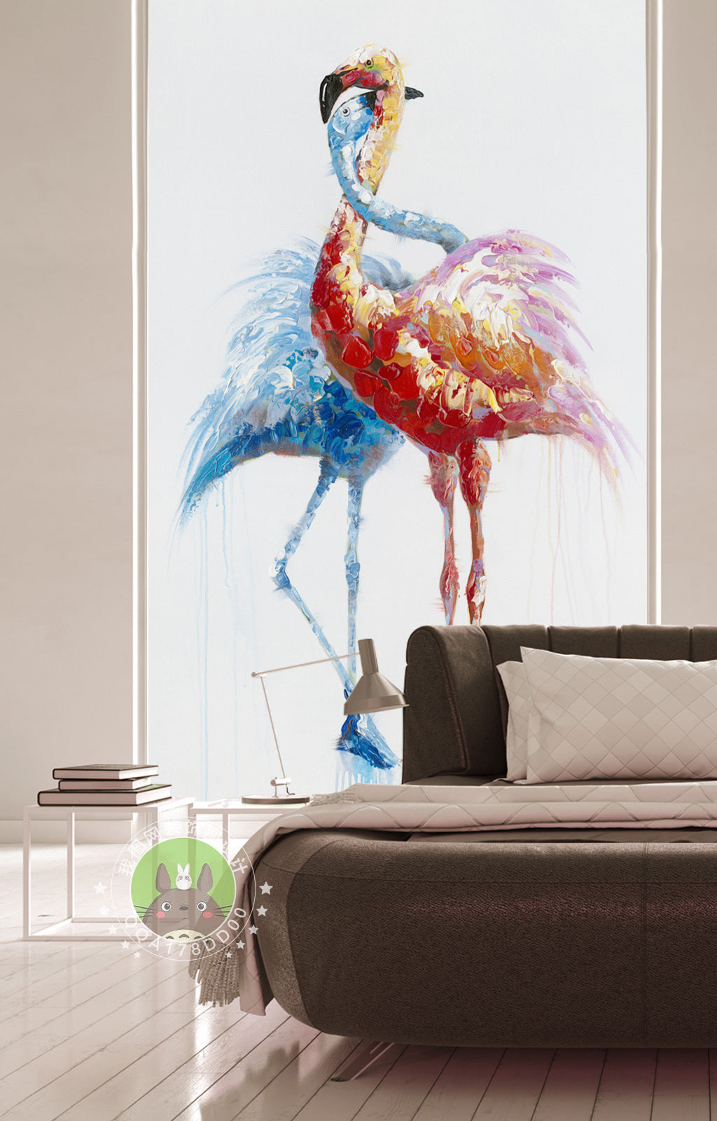 3D Flamingo White WG160 Wall Murals