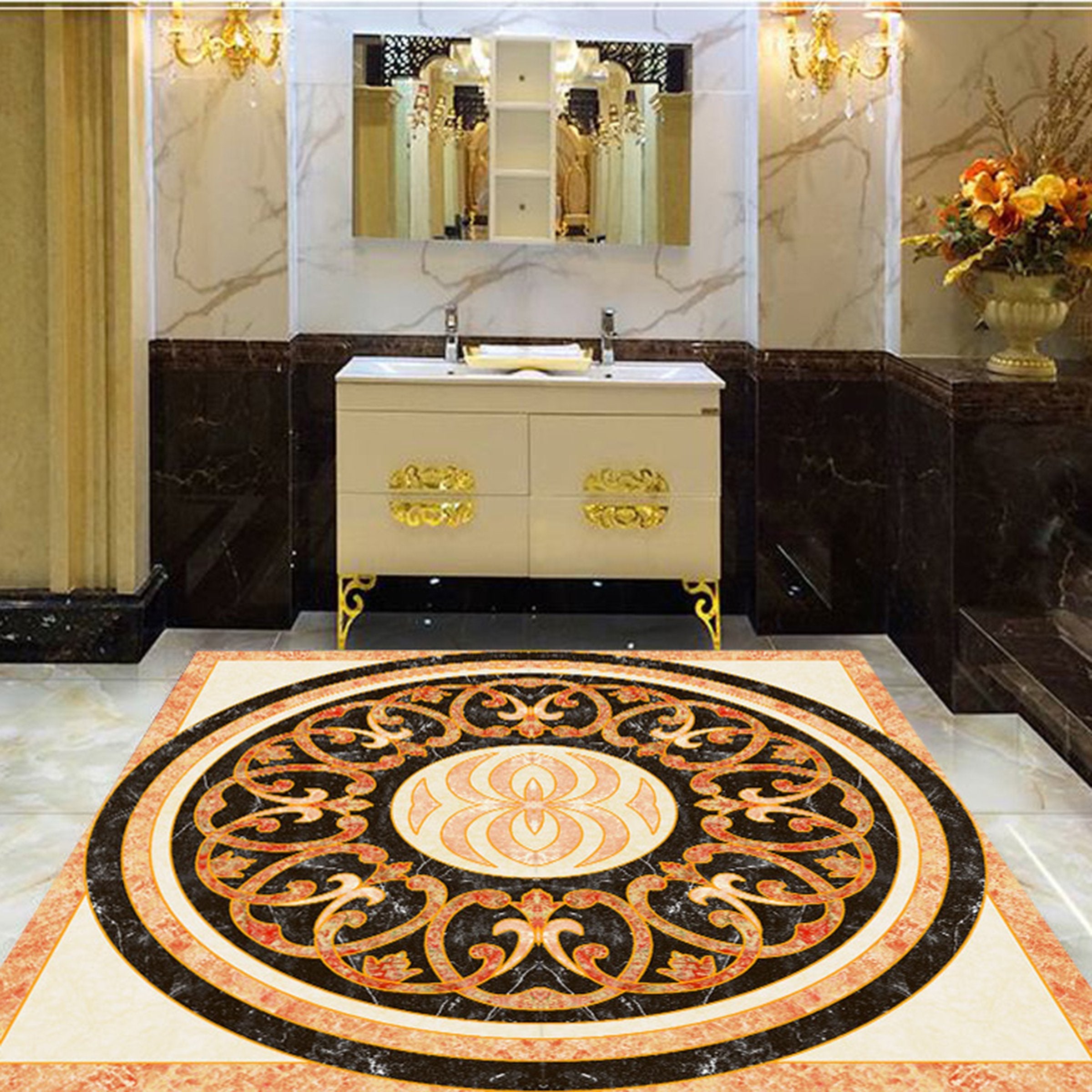 3D Round Marble Pattern WG354 Floor Mural Wallpaper AJ Wallpaper 2