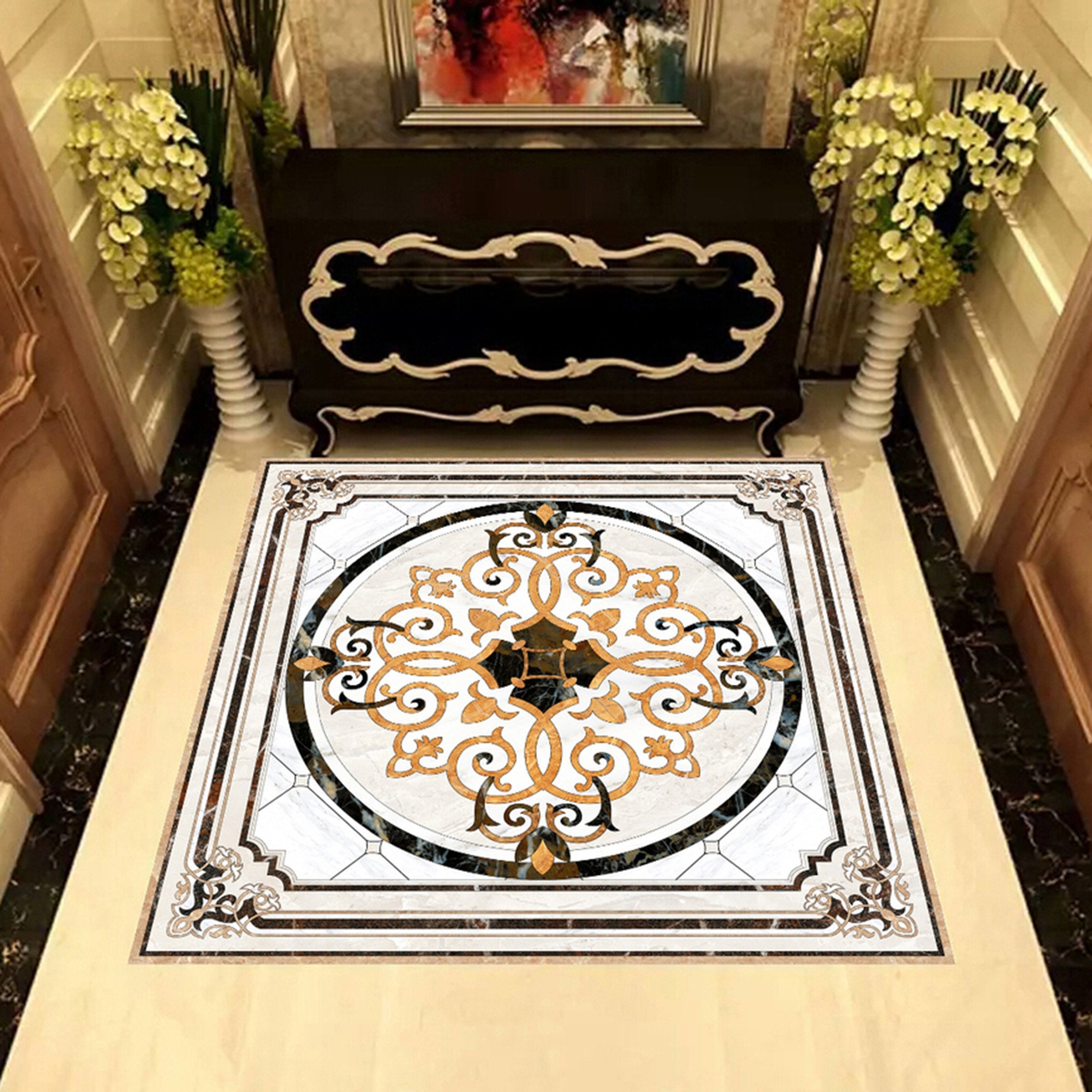 3D Round Marble Pattern WG753 Floor Mural Wallpaper AJ Wallpaper 2
