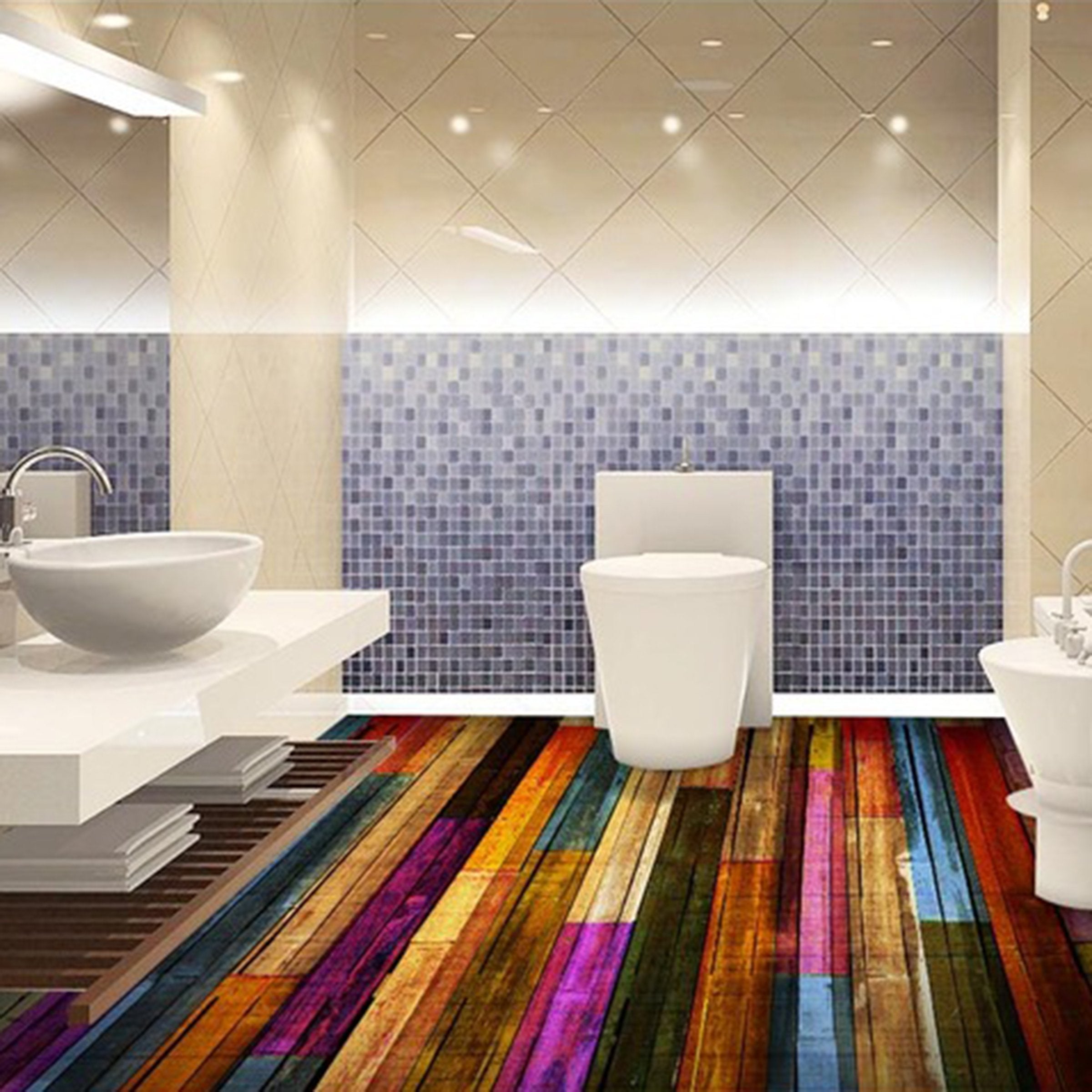 3D Color Wood Grain WG264 Floor Mural Wallpaper AJ Wallpaper 2