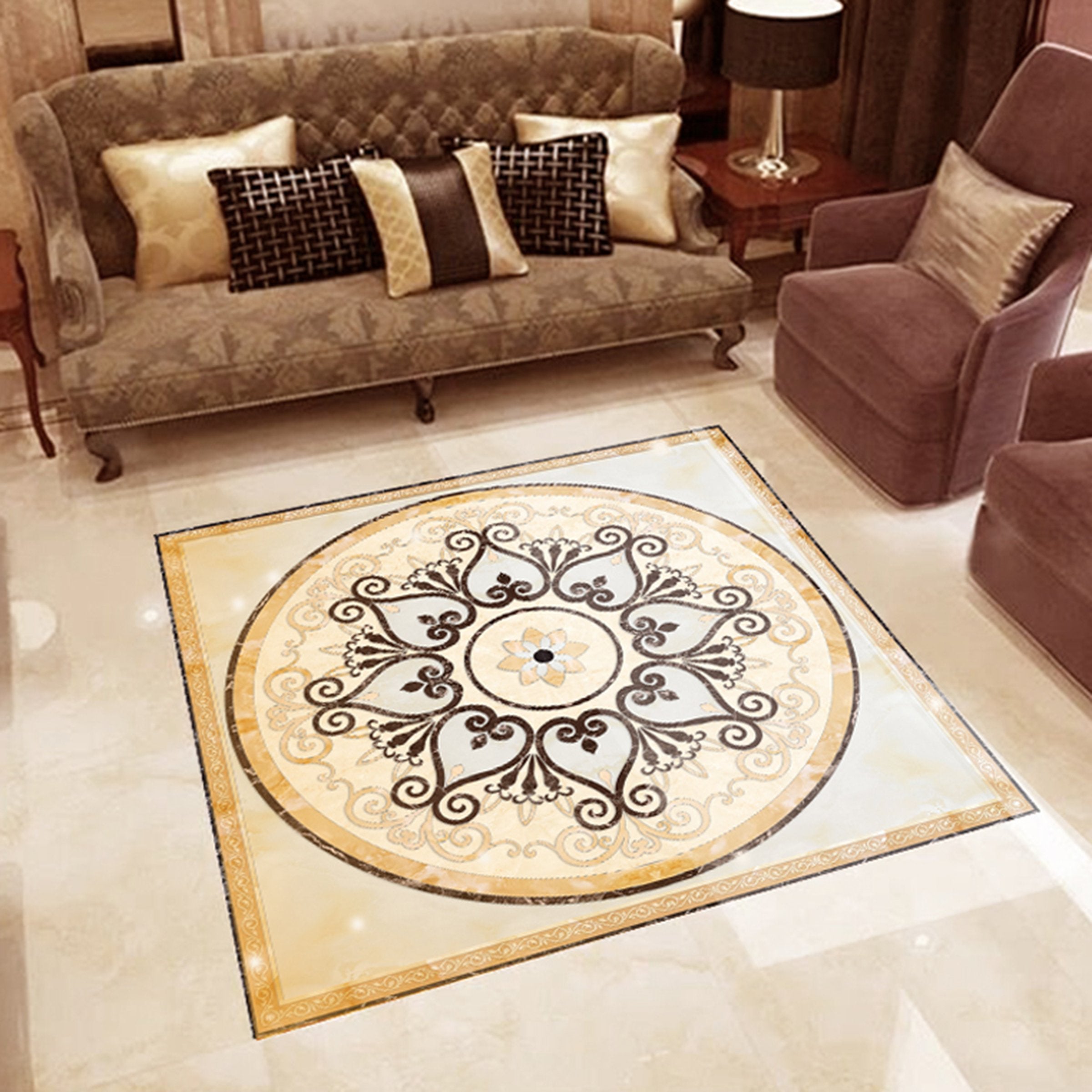 3D Round Marble Pattern WG374 Floor Mural Wallpaper AJ Wallpaper 2
