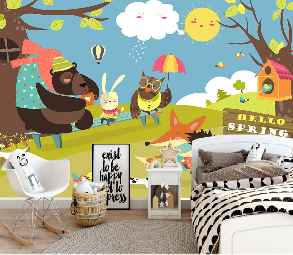 3D Rabbit Owl Bird WG458 Wall Murals