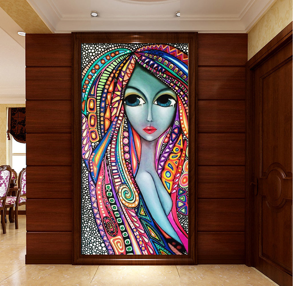 3D Diamond Girl WG052 Wall Murals