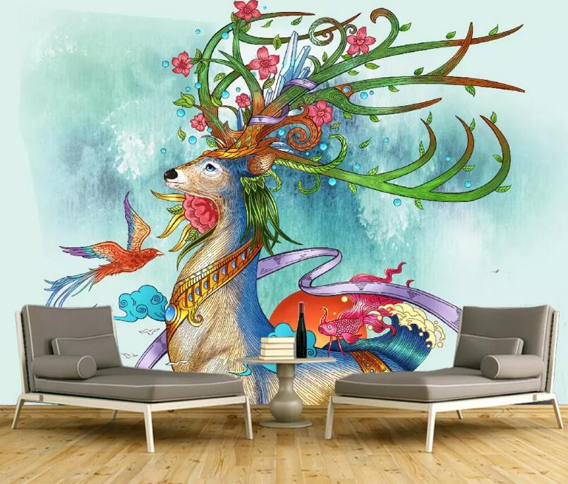 3D Colored Elk WG98 Wall Murals Wallpaper AJ Wallpaper 2