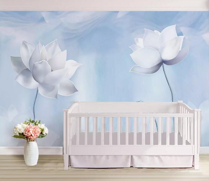 3D White Lotus WG09 Wall Murals Wallpaper AJ Wallpaper 2