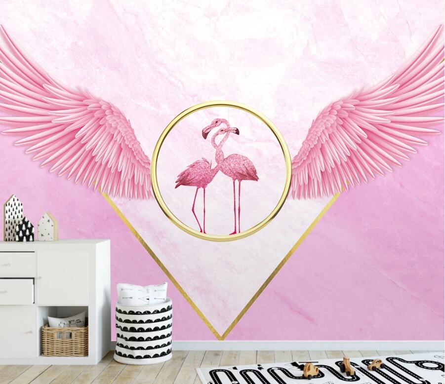 3D Flamingo Wings WC2541 Wall Murals