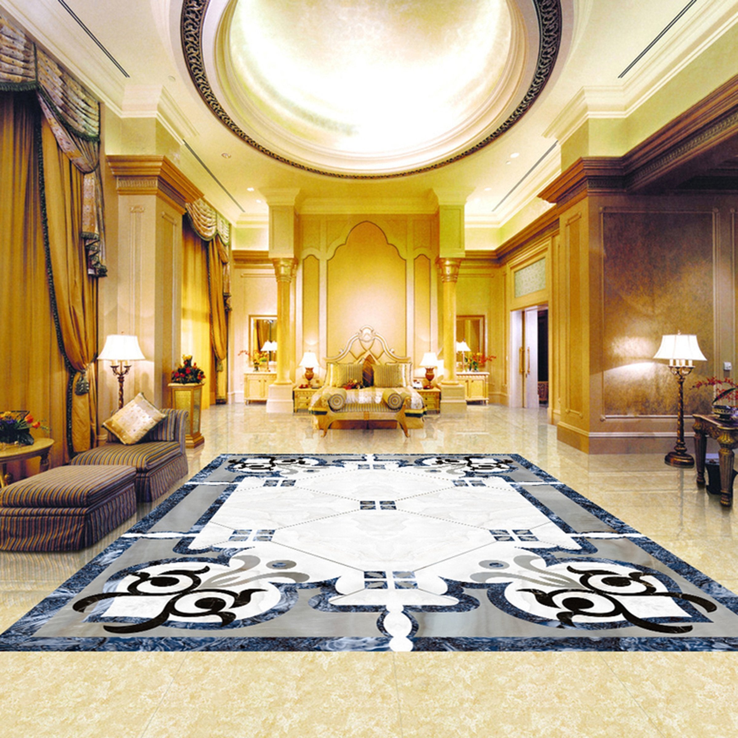 3D Marble Rectangular Lace WG607 Floor Mural Wallpaper AJ Wallpaper 2