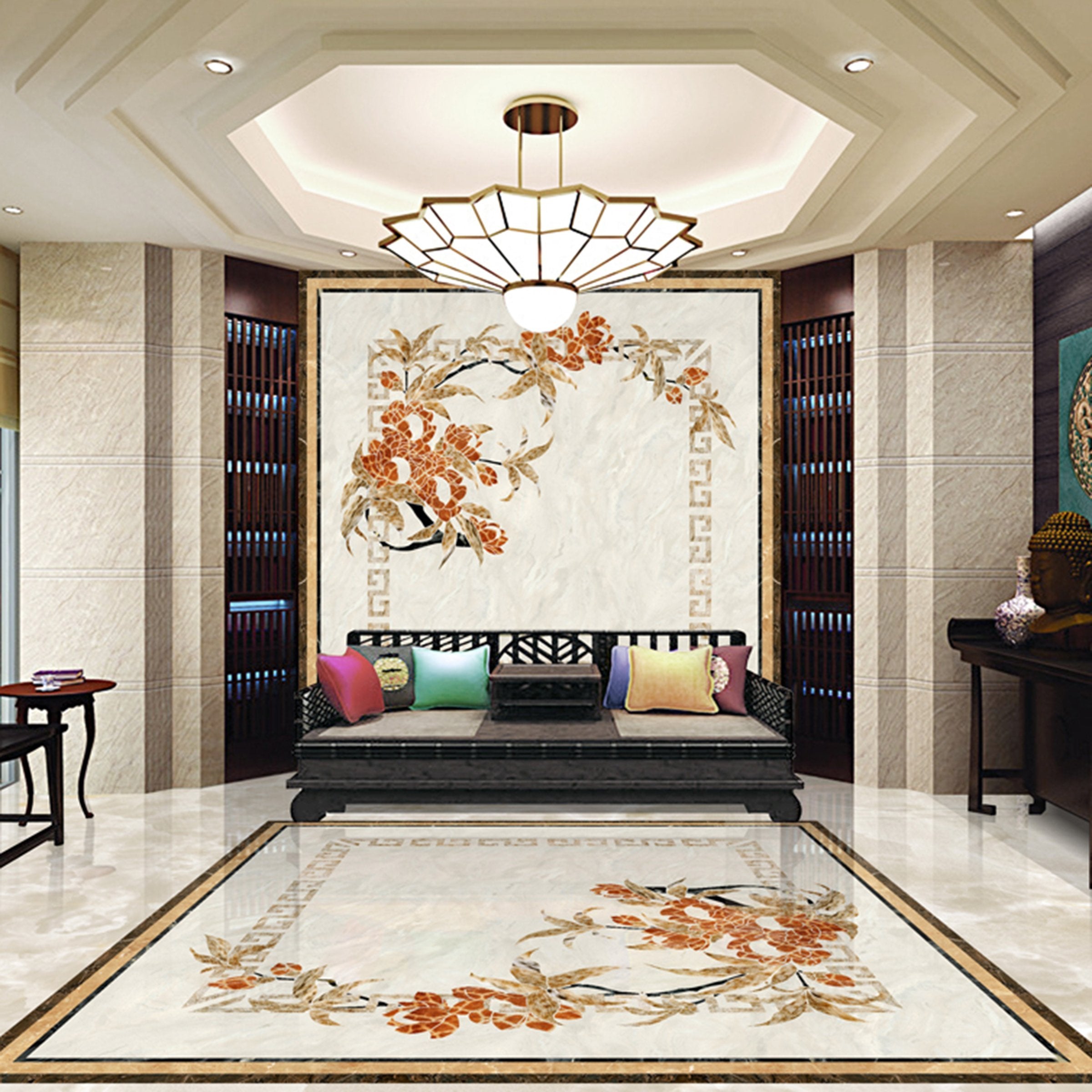 3D Red Flower WG494 Floor Mural Wallpaper AJ Wallpaper 2