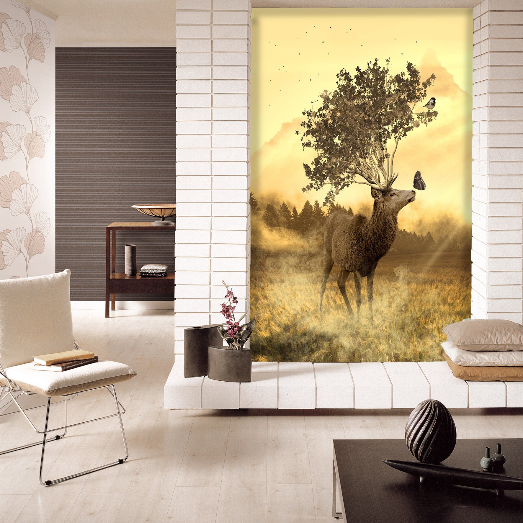 3D Forest Elk 1091 Wall Murals