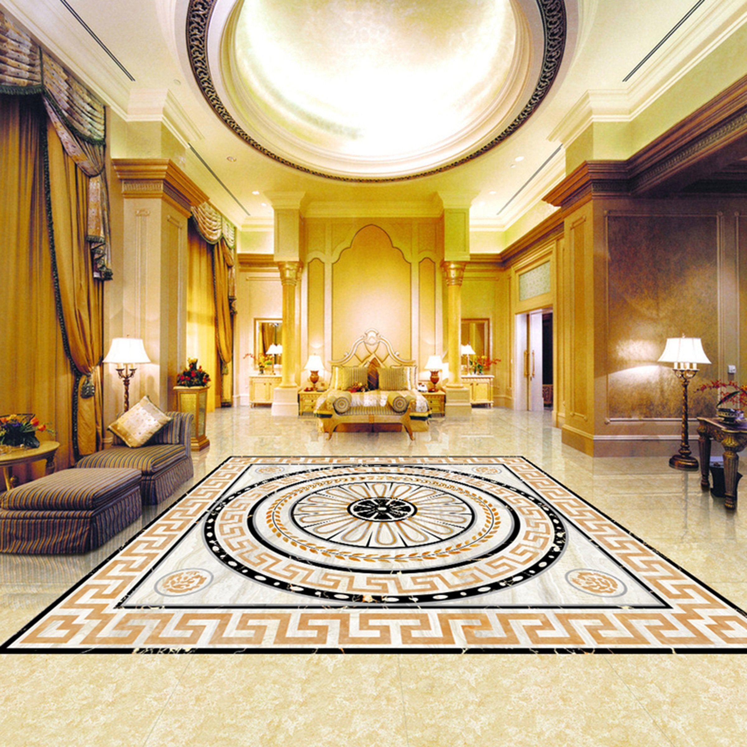 3D Black Round WG525 Floor Mural Wallpaper AJ Wallpaper 2