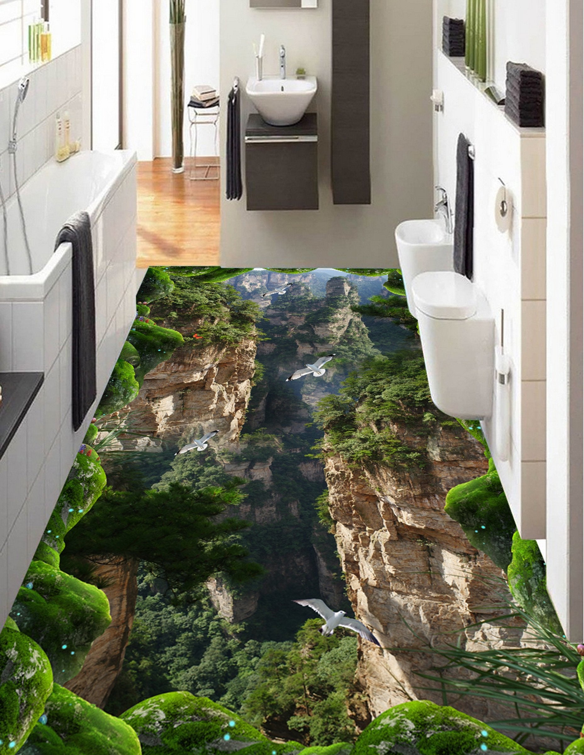3D Valley Forest WG052 Floor Mural Wallpaper AJ Wallpaper 2