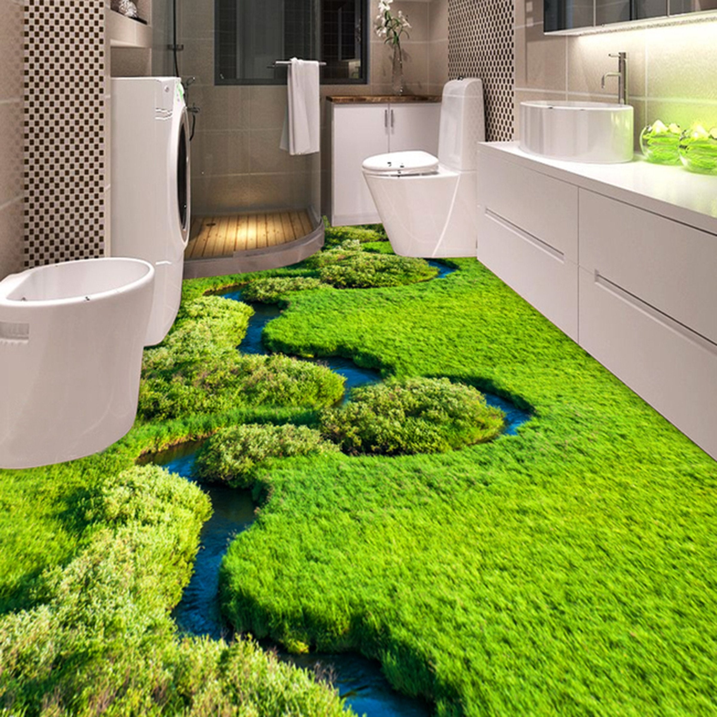 3D Green Grassland WG161 Floor Mural Wallpaper AJ Wallpaper 2