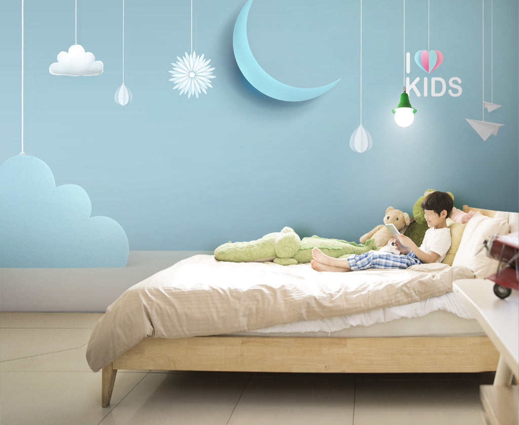 3D White Cloud Moon WC029 Wall Murals