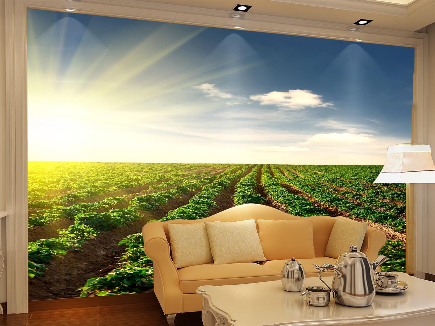 Boundless Green Fields Wallpaper AJ Wallpaper