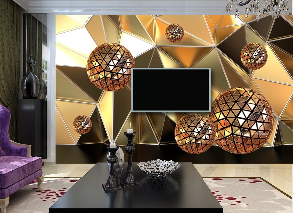 3D Golden Ball 86 Wall Murals Wallpaper AJ Wallpaper 2