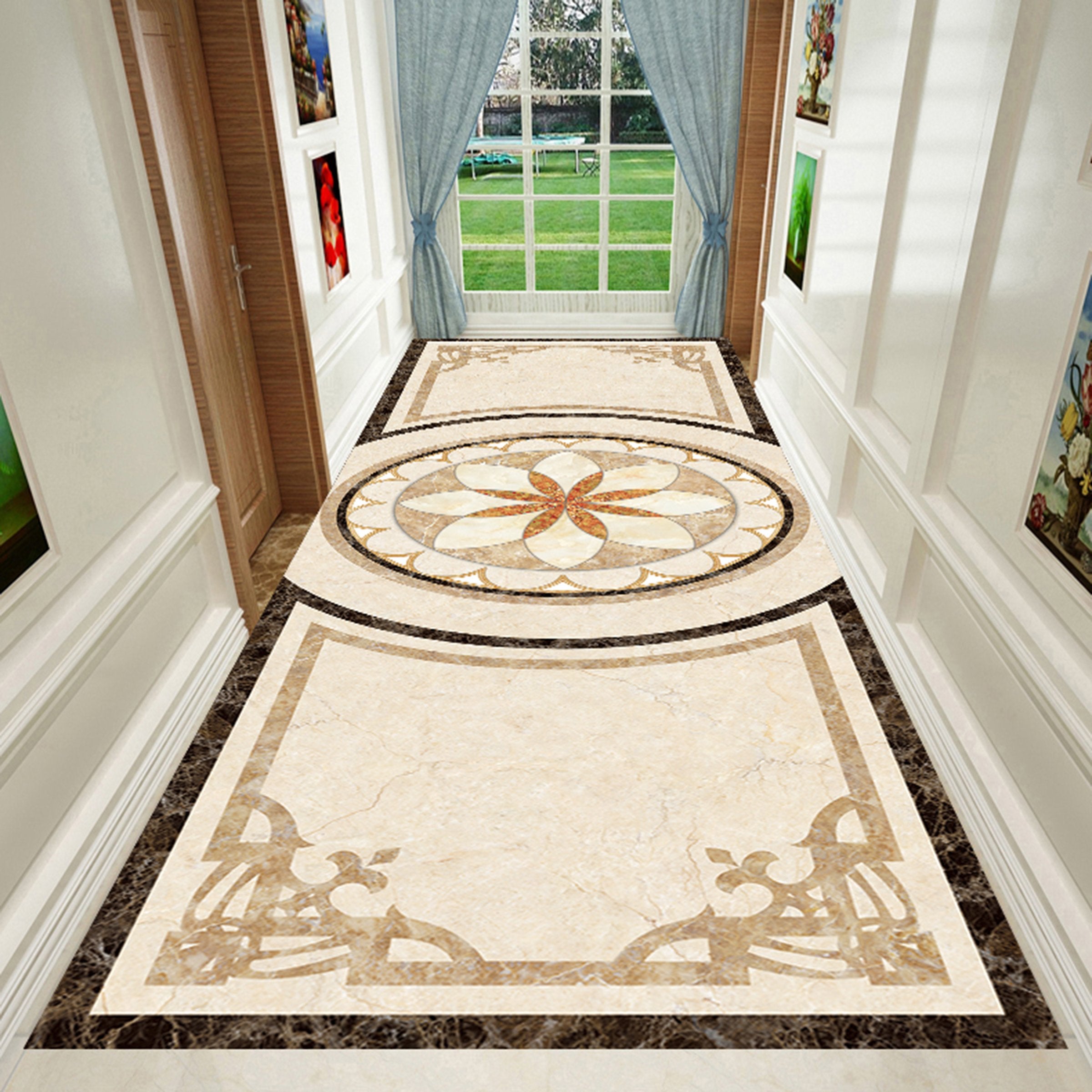 3D Red Leaves Round WG572 Floor Mural Wallpaper AJ Wallpaper 2