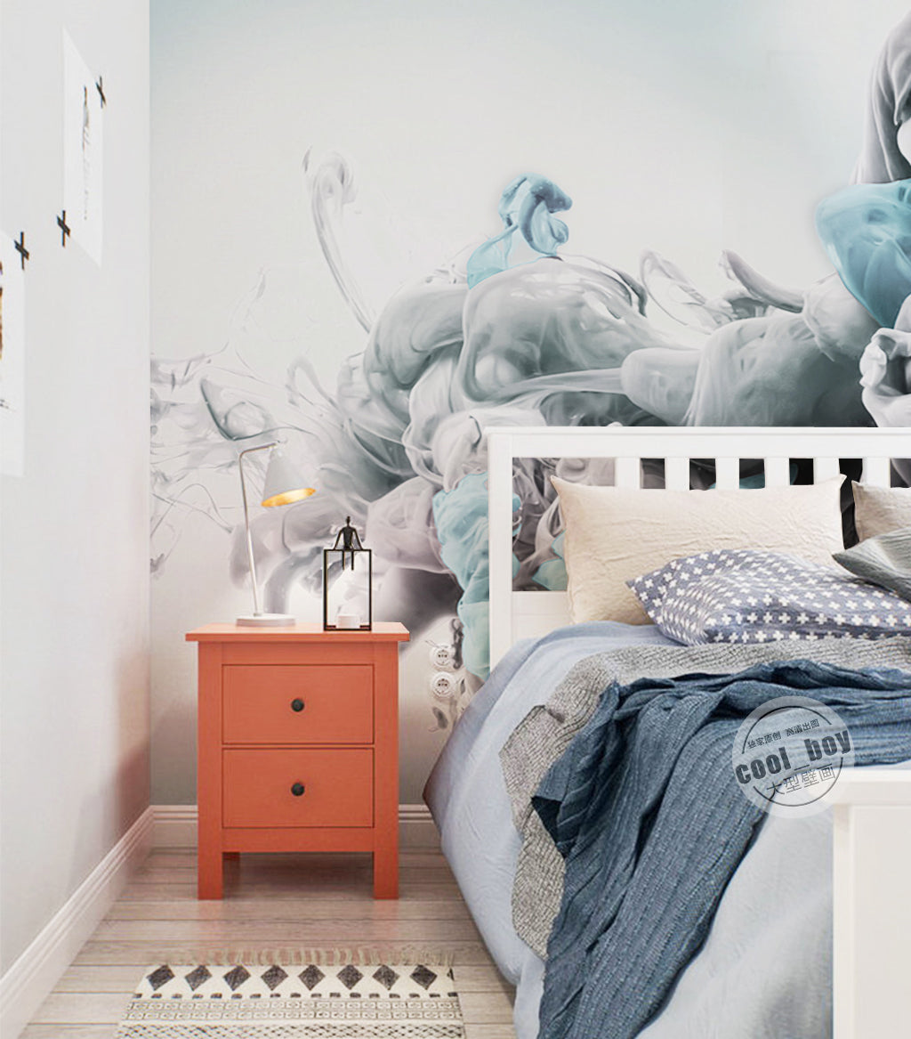 3D Blue Gray Ink WG010 Wall Murals