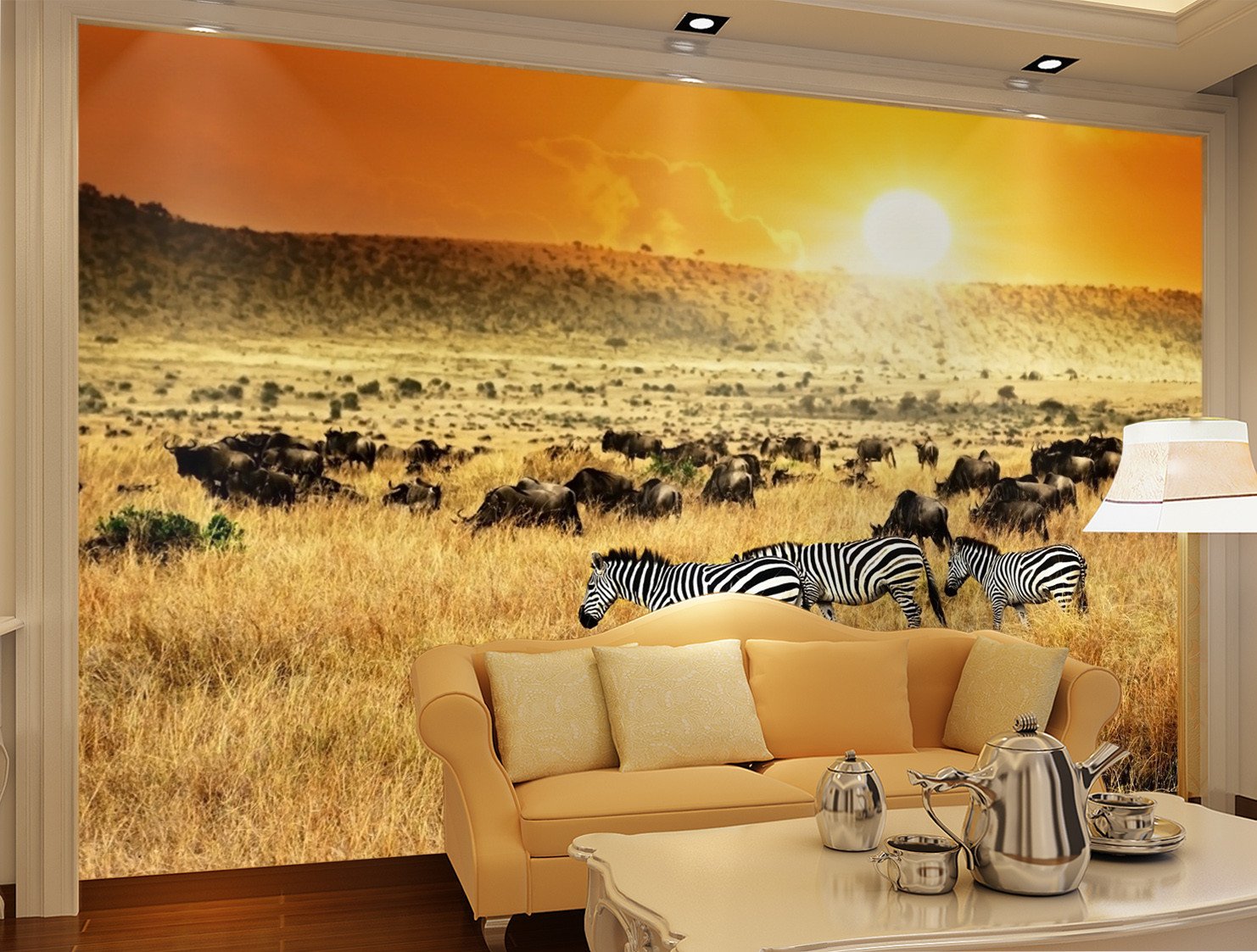 3D Sunset Glow Zebra 648 Wallpaper AJ Wallpaper