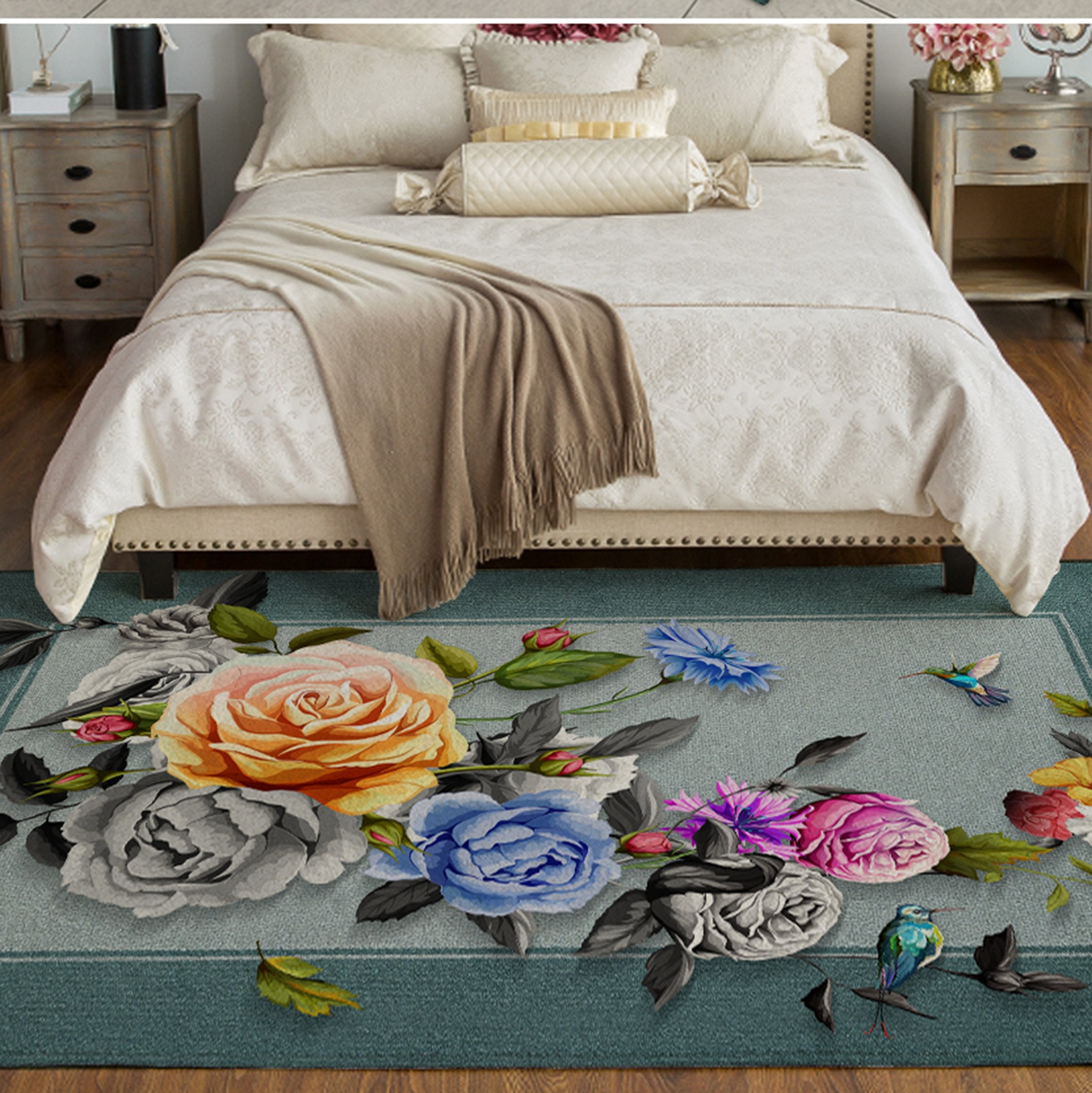 3D Flower Bird WG469 Non Slip Rug Mat Mat AJ Creativity Home