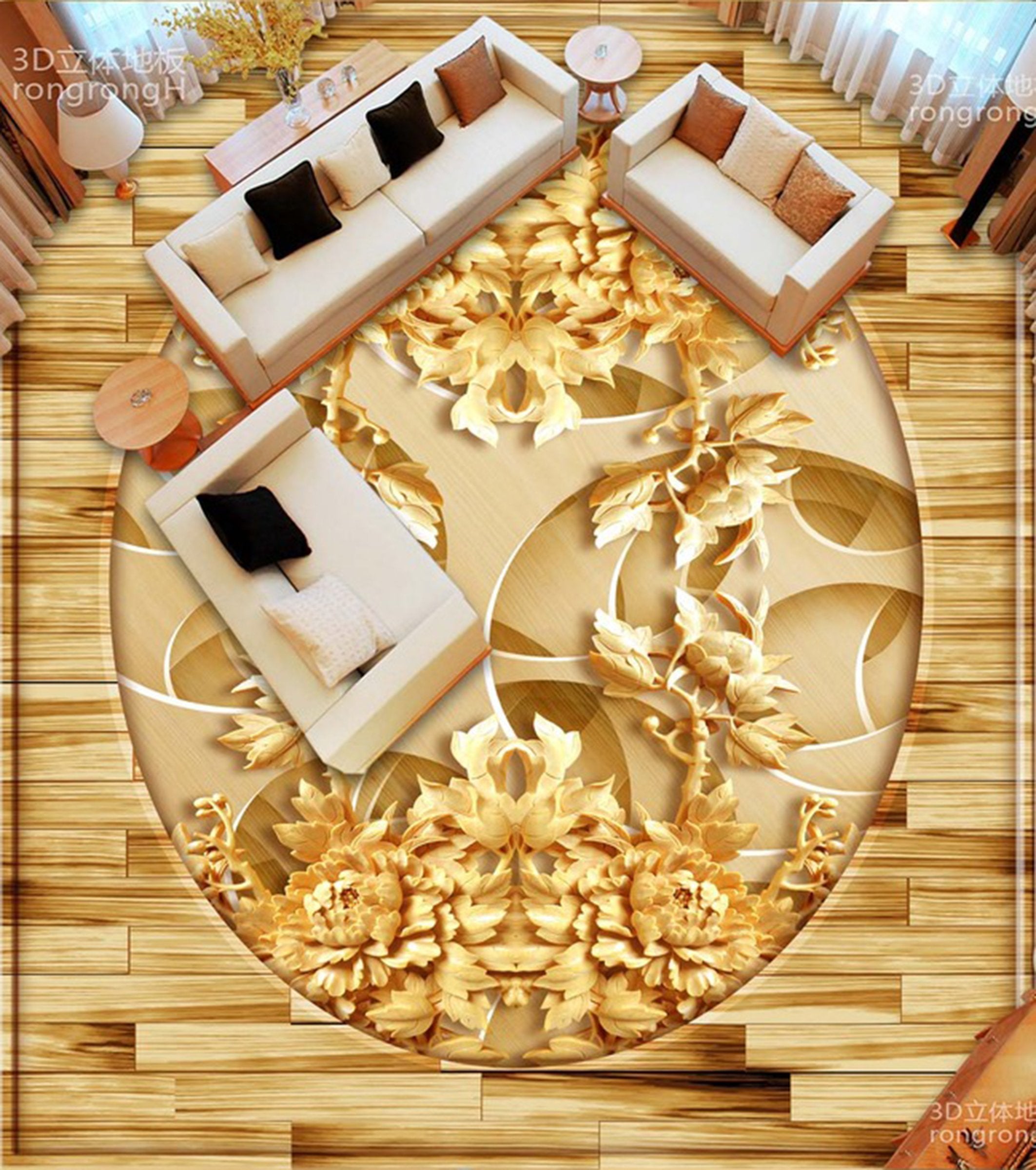 3D Yellow Leaves WG143 Floor Mural Wallpaper AJ Wallpaper 2