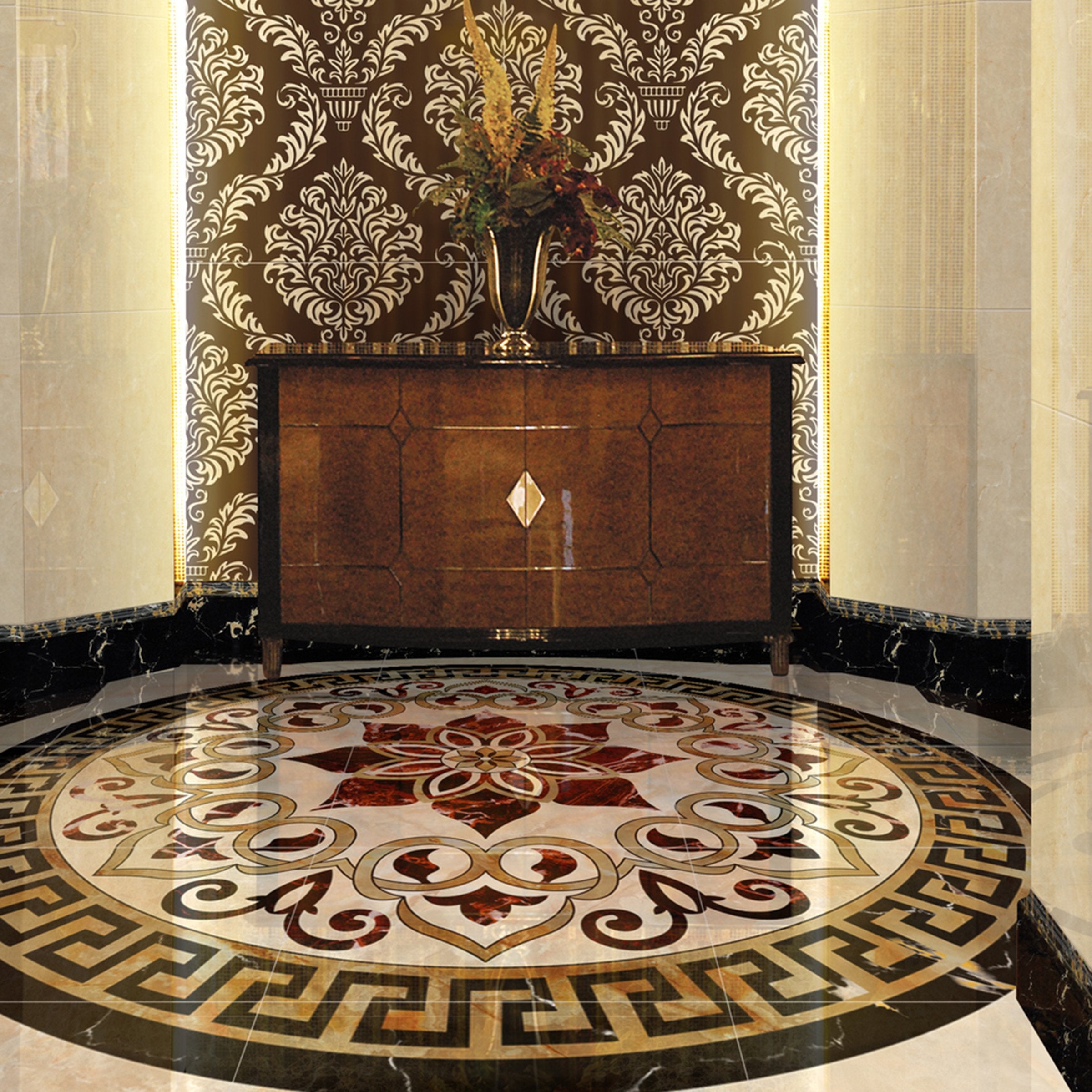 3D Round Black Pattern WG361 Floor Mural Wallpaper AJ Wallpaper 2