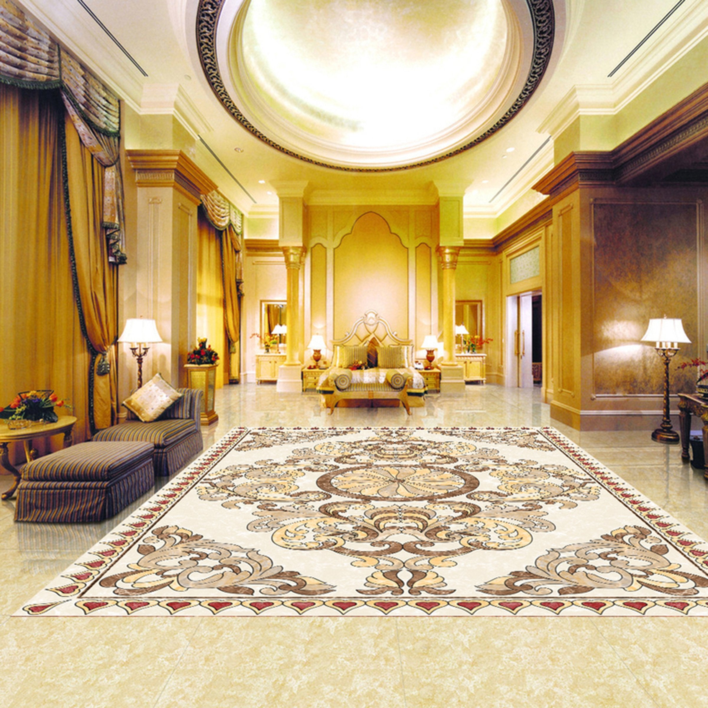 3D Gold Pattern WG567 Floor Mural Wallpaper AJ Wallpaper 2