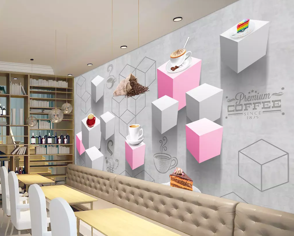 3D Rainbow Cake Coffee Beans 309 Wallpaper AJ Wallpaper 2