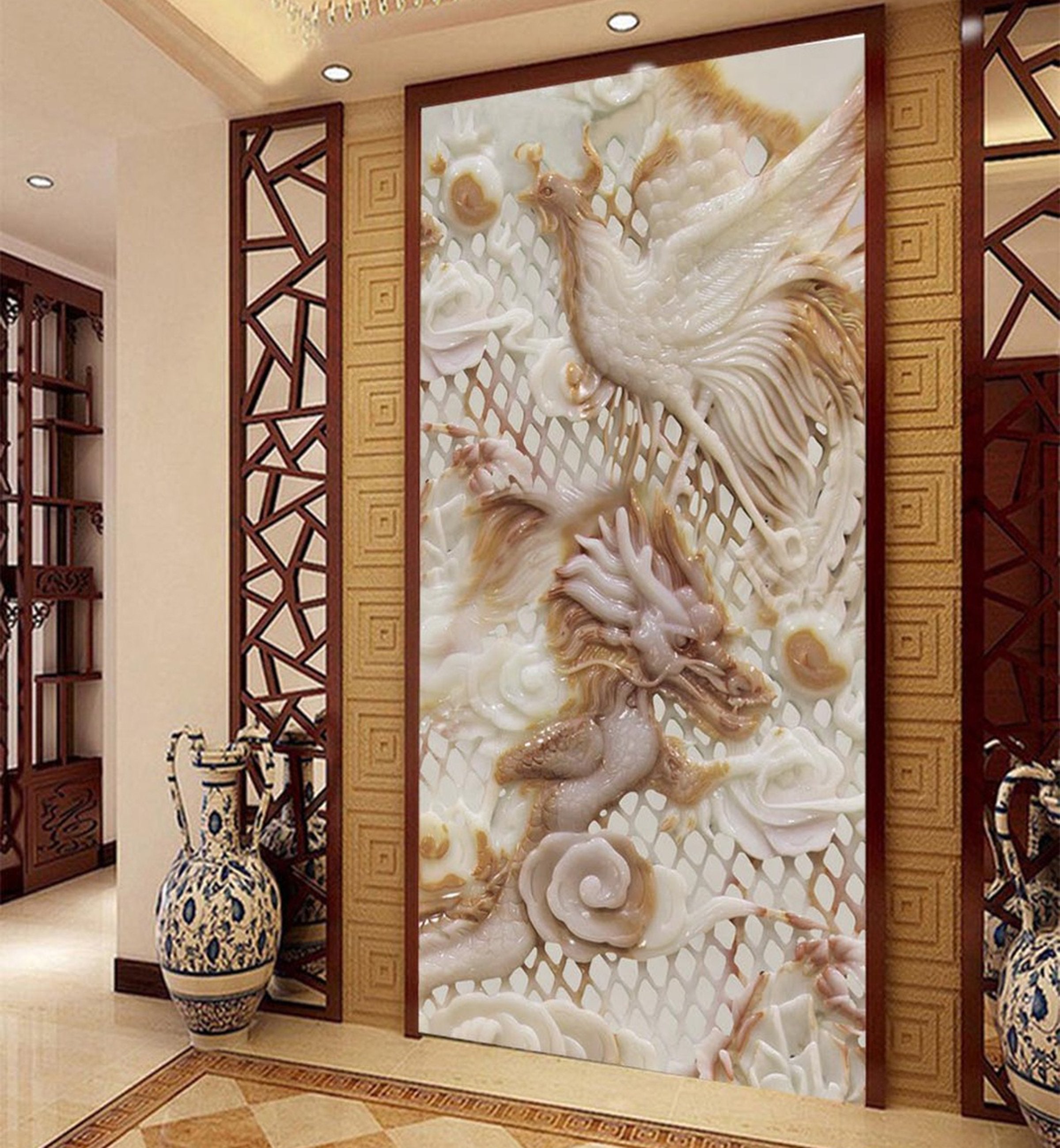 3D Marble Peacock 369 Wall Murals Wallpaper AJ Wallpaper 2