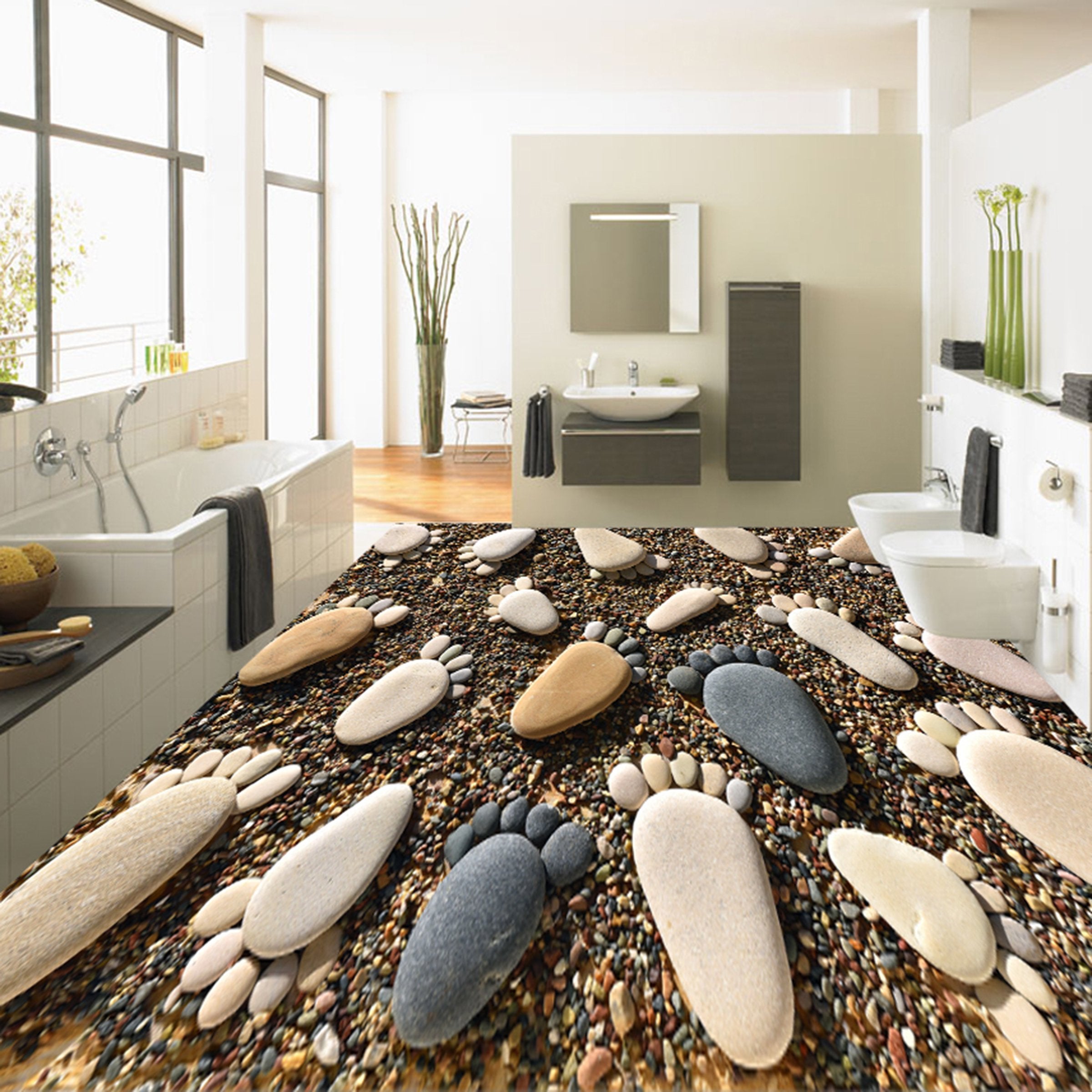 3D Stone Foot Board WG519 Floor Mural Wallpaper AJ Wallpaper 2
