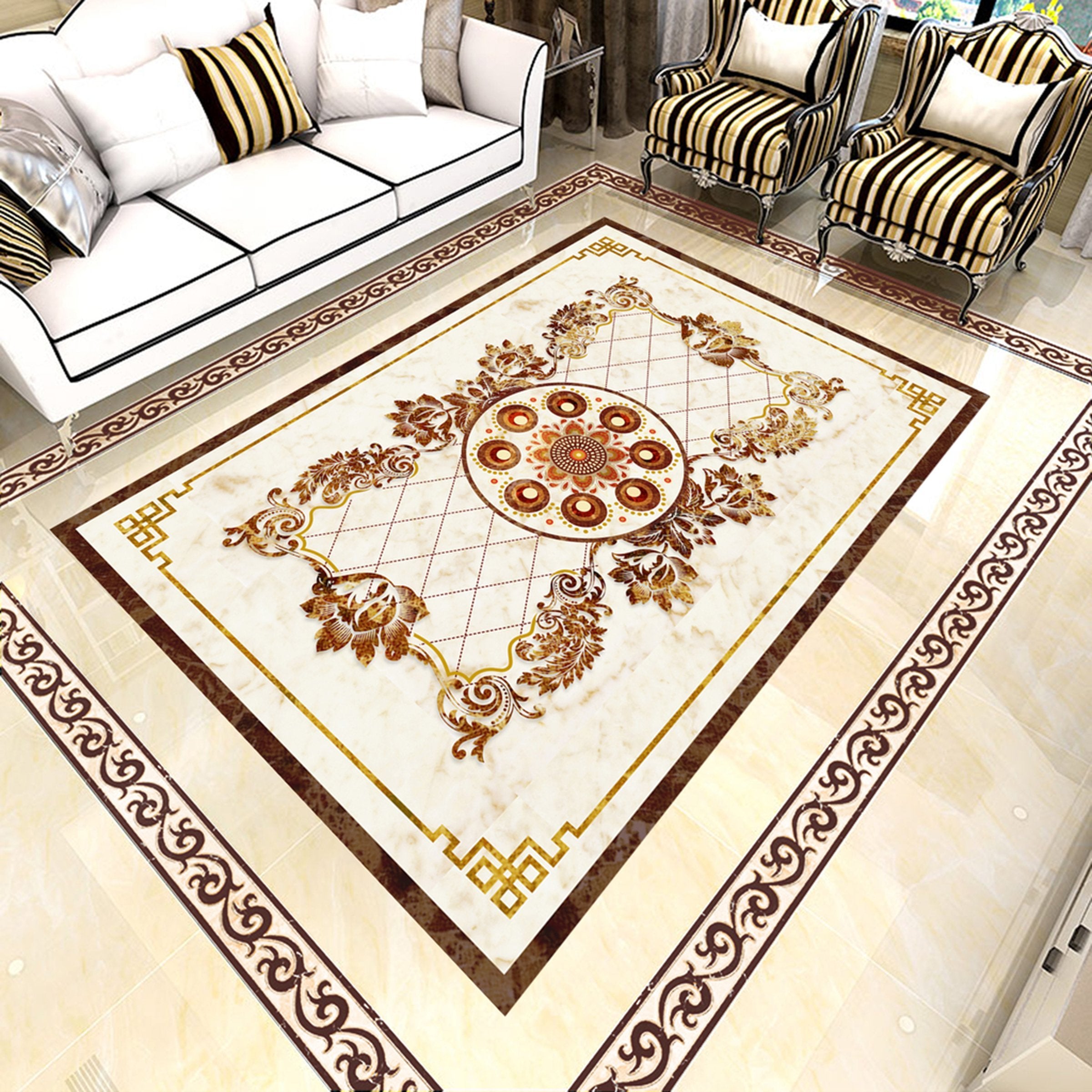 3D Black Pattern WG558 Floor Mural Wallpaper AJ Wallpaper 2