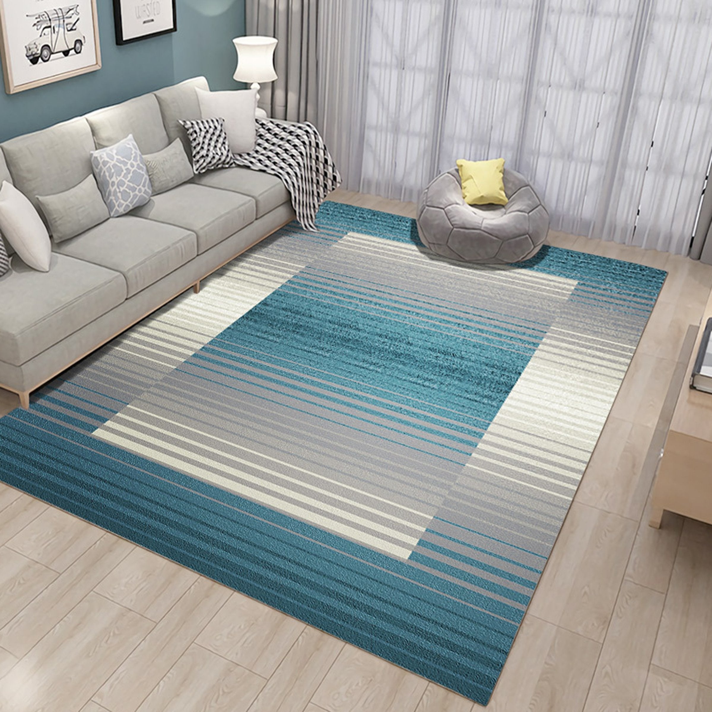 3D Blue Stripes WG189 Non Slip Rug Mat Mat AJ Creativity Home