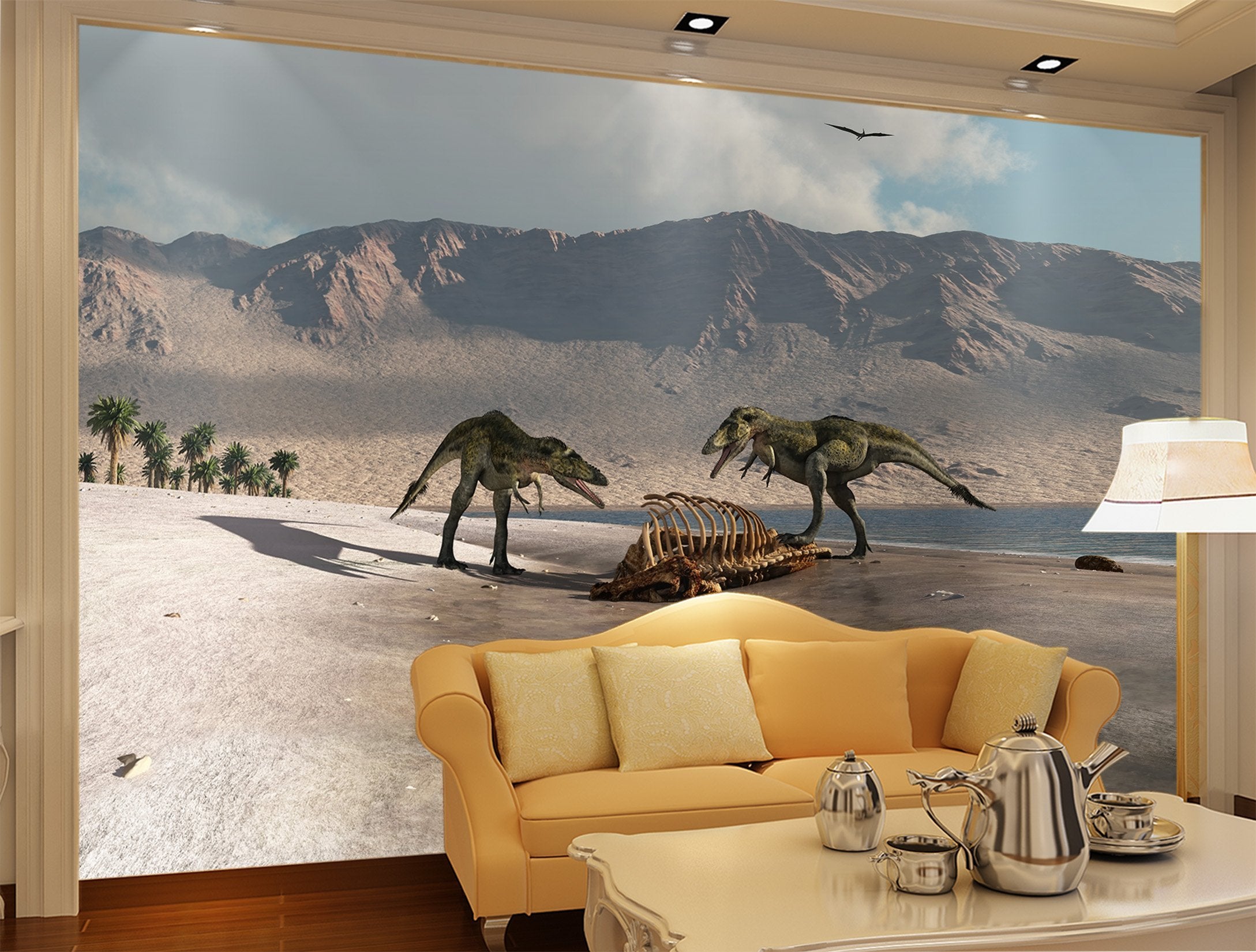 3D Mountain Dinosaur 076 Wallpaper AJ Wallpaper