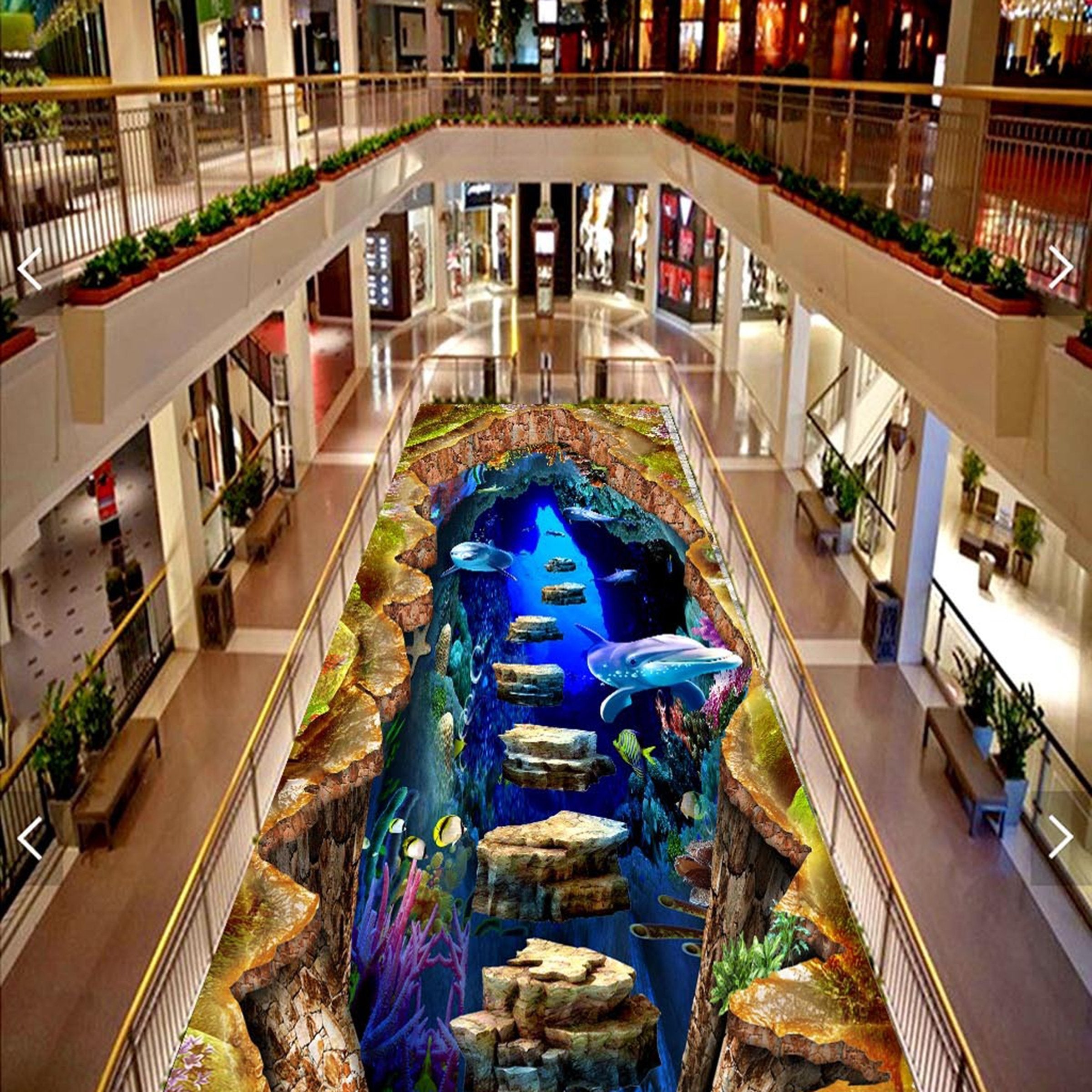 3D Sea Dolphin WG472 Floor Mural Wallpaper AJ Wallpaper 2