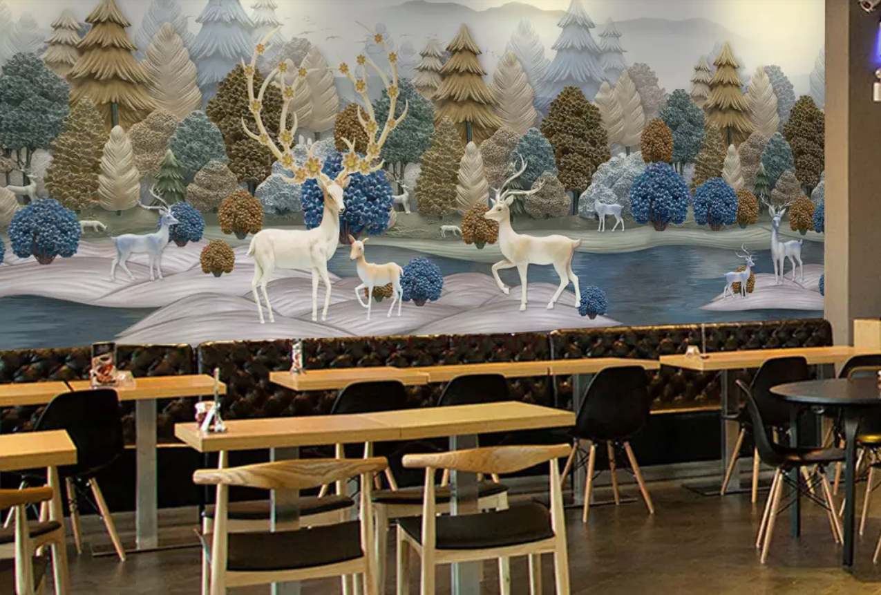 3D Woods White Deer 294 Wallpaper AJ Wallpaper 2