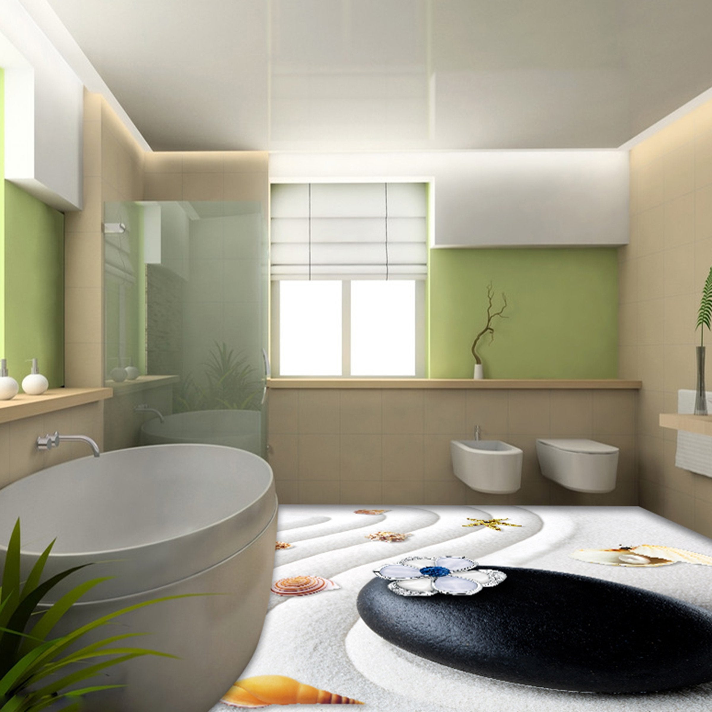 3D Sea Star Conch WG069 Floor Mural Wallpaper AJ Wallpaper 2