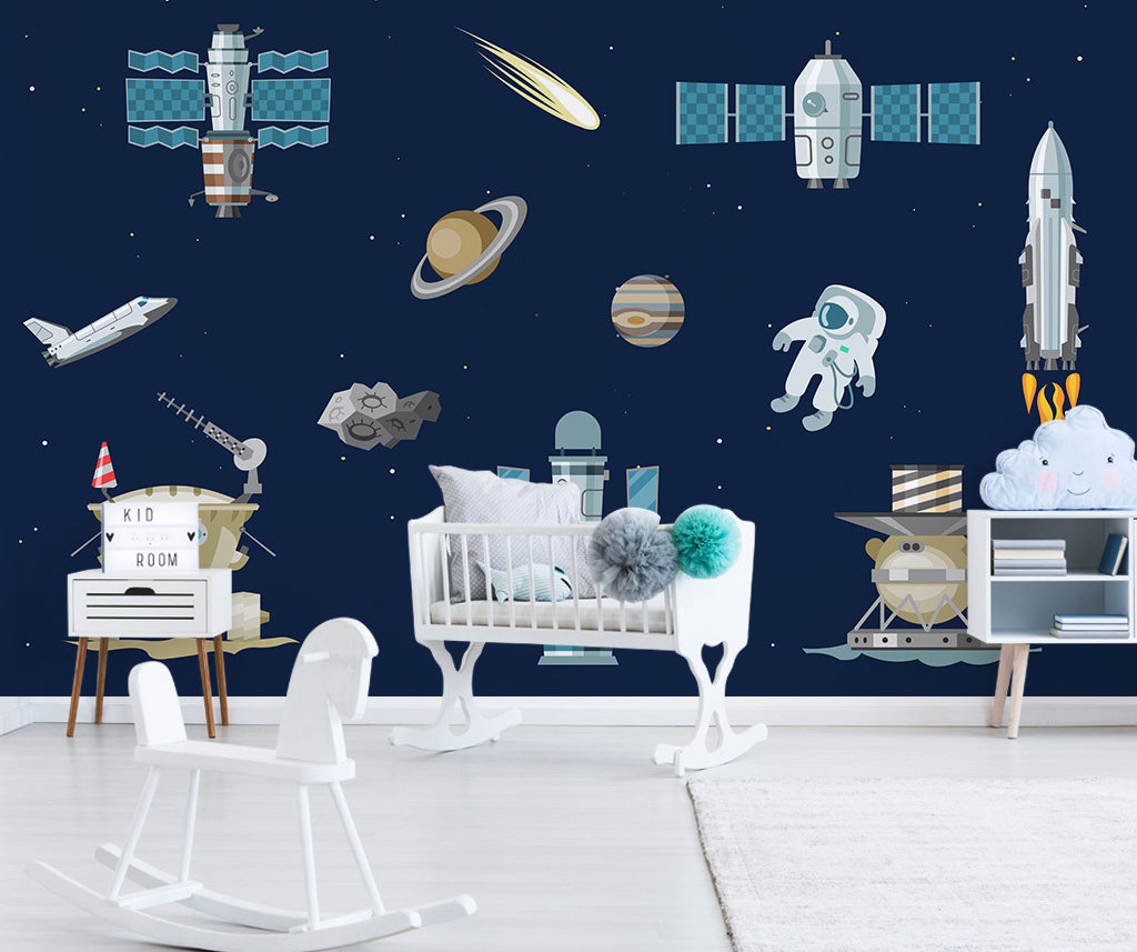 3D Astronaut Aircraft WC076 Wall Murals