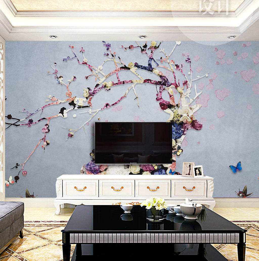 3D Rose Deer WG095 Wall Murals