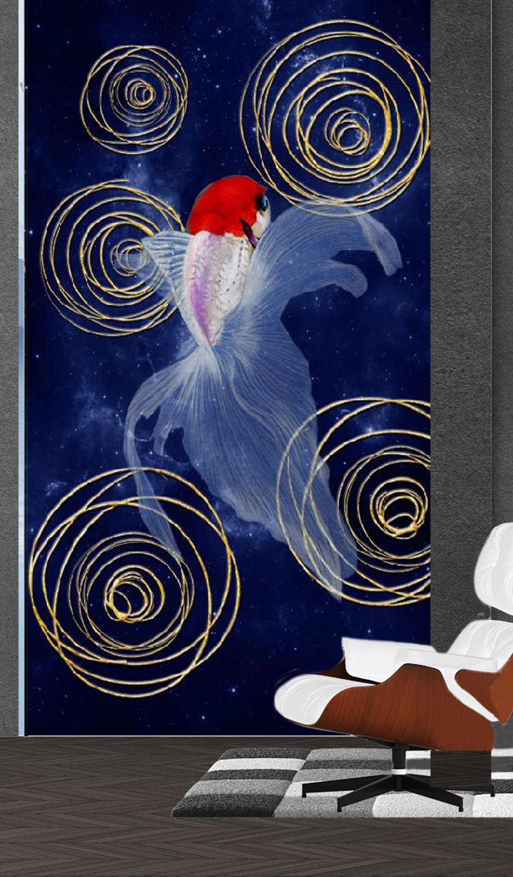 3D Circle Goldfish 671 Wall Murals Wallpaper AJ Wallpaper 2