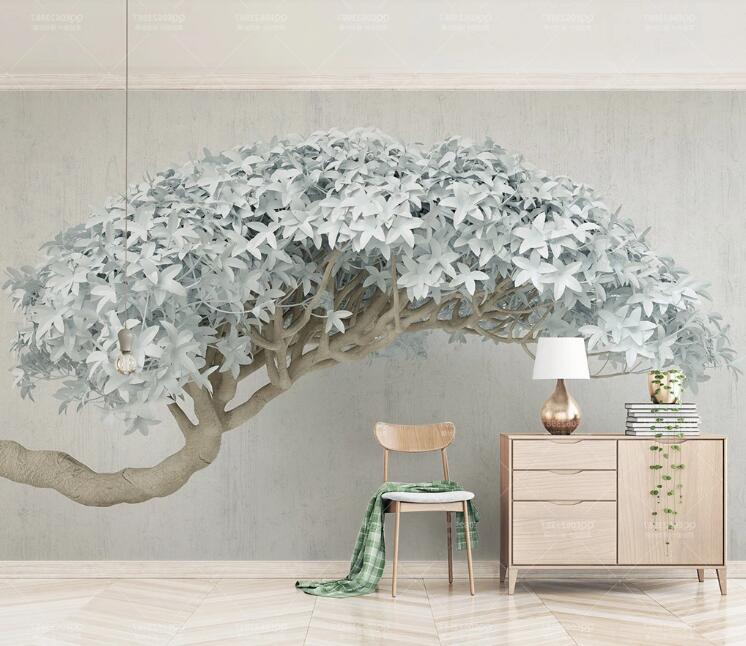 3D Blue Leaves WC217 Wall Murals