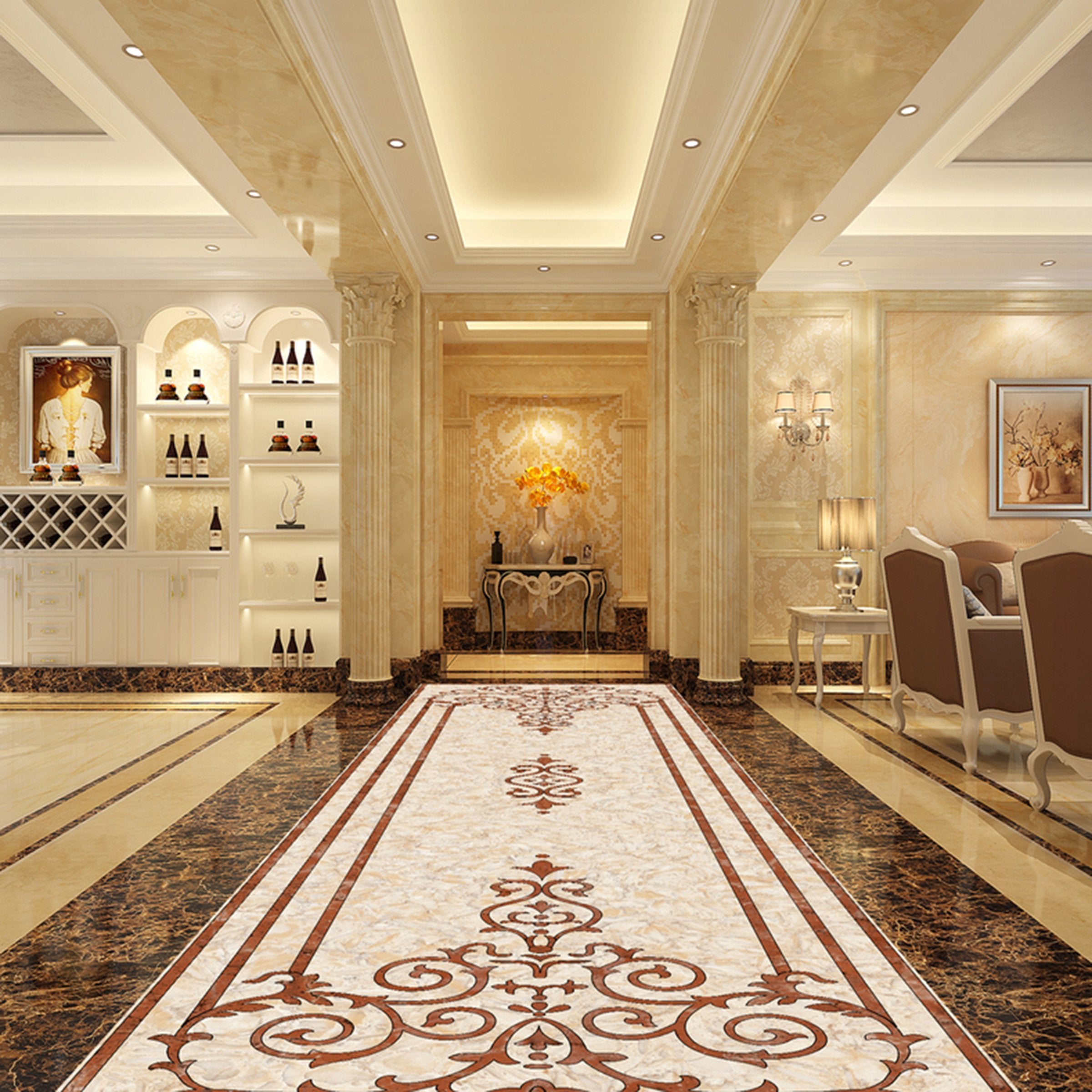 3D Red Pattern WG522 Floor Mural Wallpaper AJ Wallpaper 2