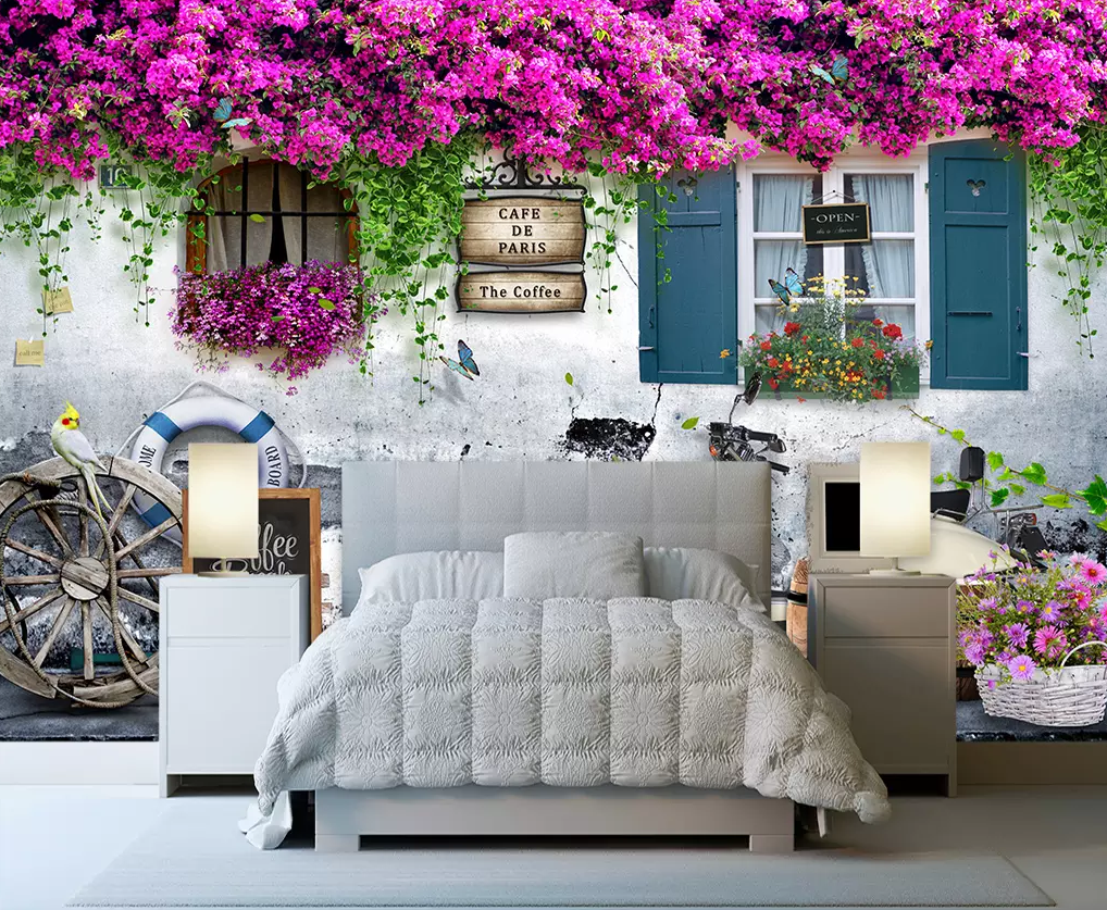 3D Vine Flower Window 198 Wallpaper AJ Wallpaper 2