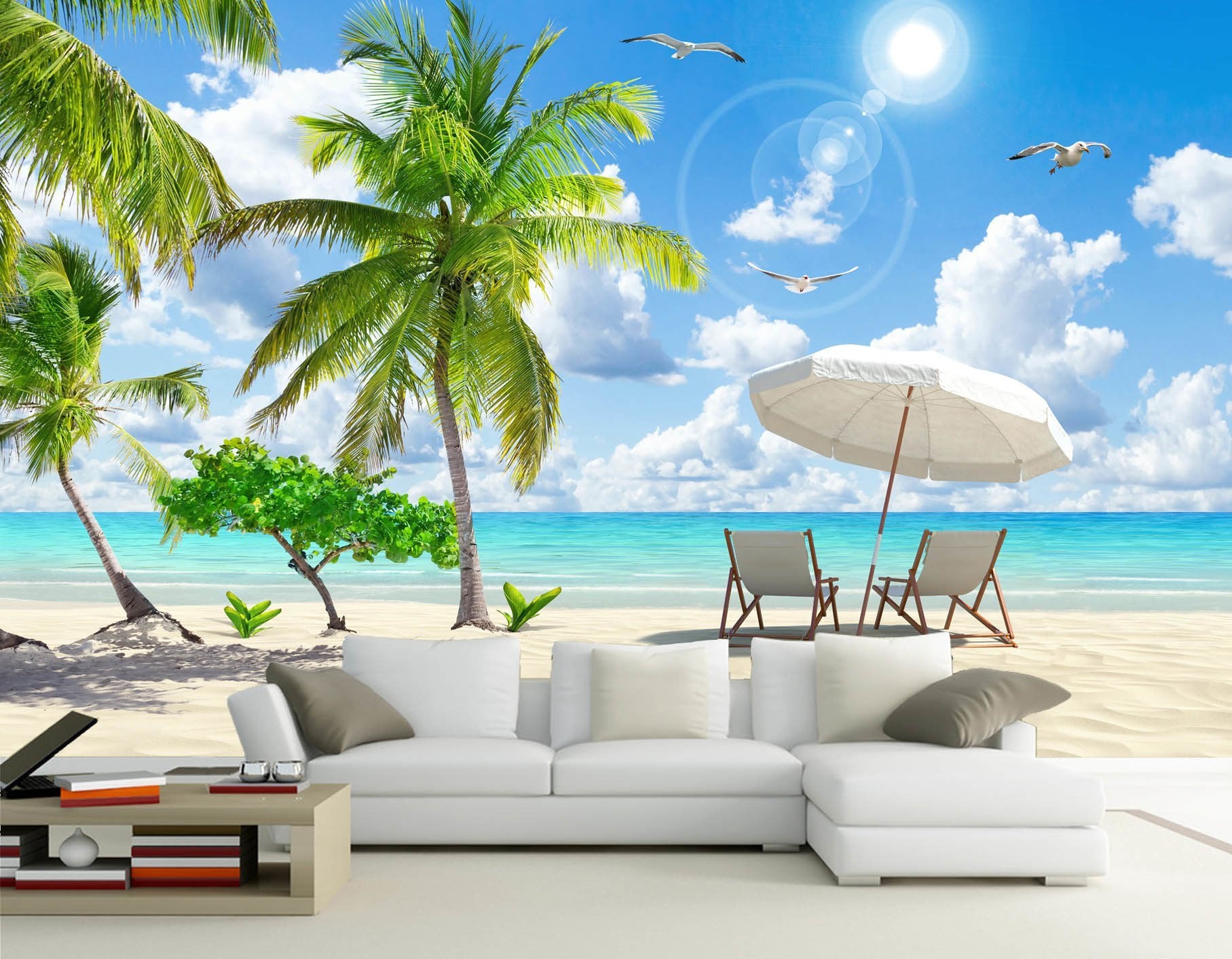 3D Umbrella Coconut Tree 298 Wallpaper AJ Wallpaper
