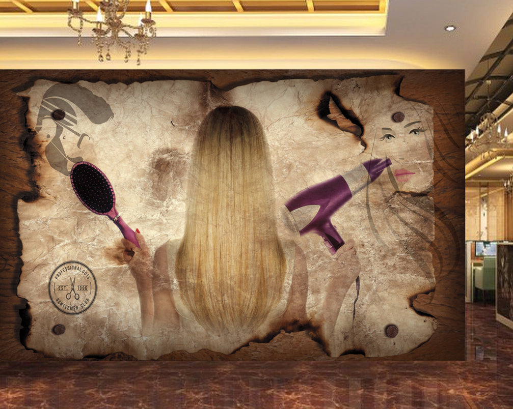 3D Yellow Hair WG176 Wall Murals