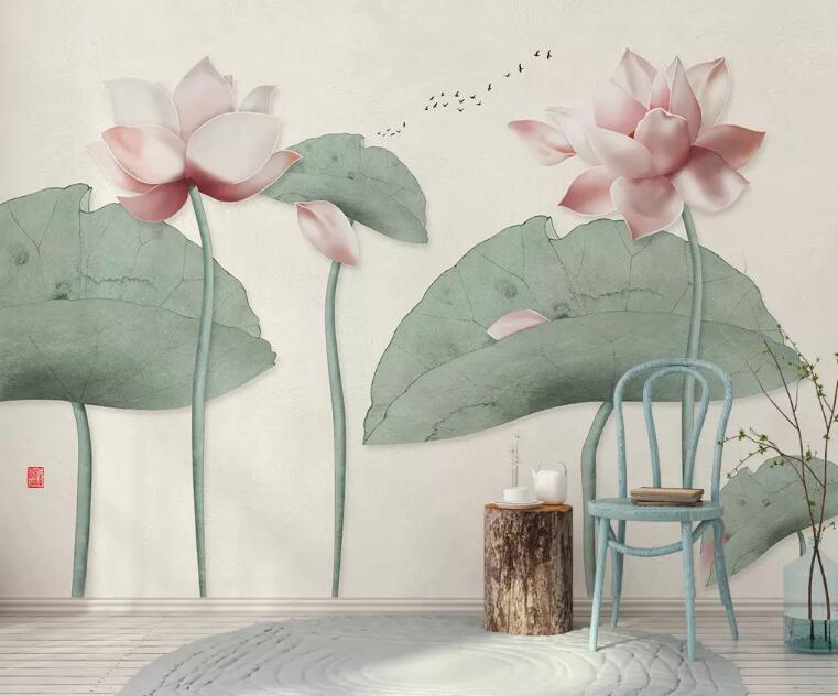 3D Lotus WG63 Wall Murals Wallpaper AJ Wallpaper 2