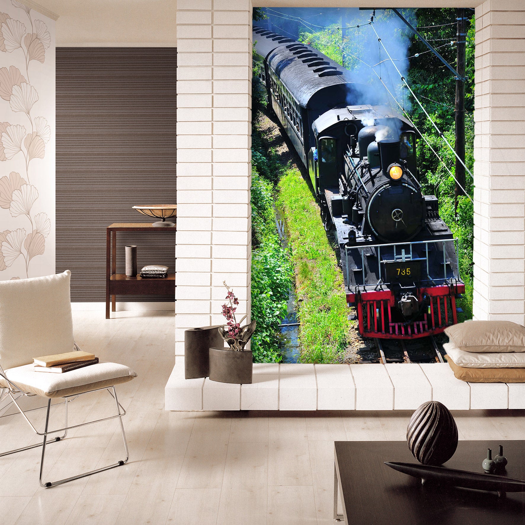 3D Black Train 423 Vehicle Wall Murals