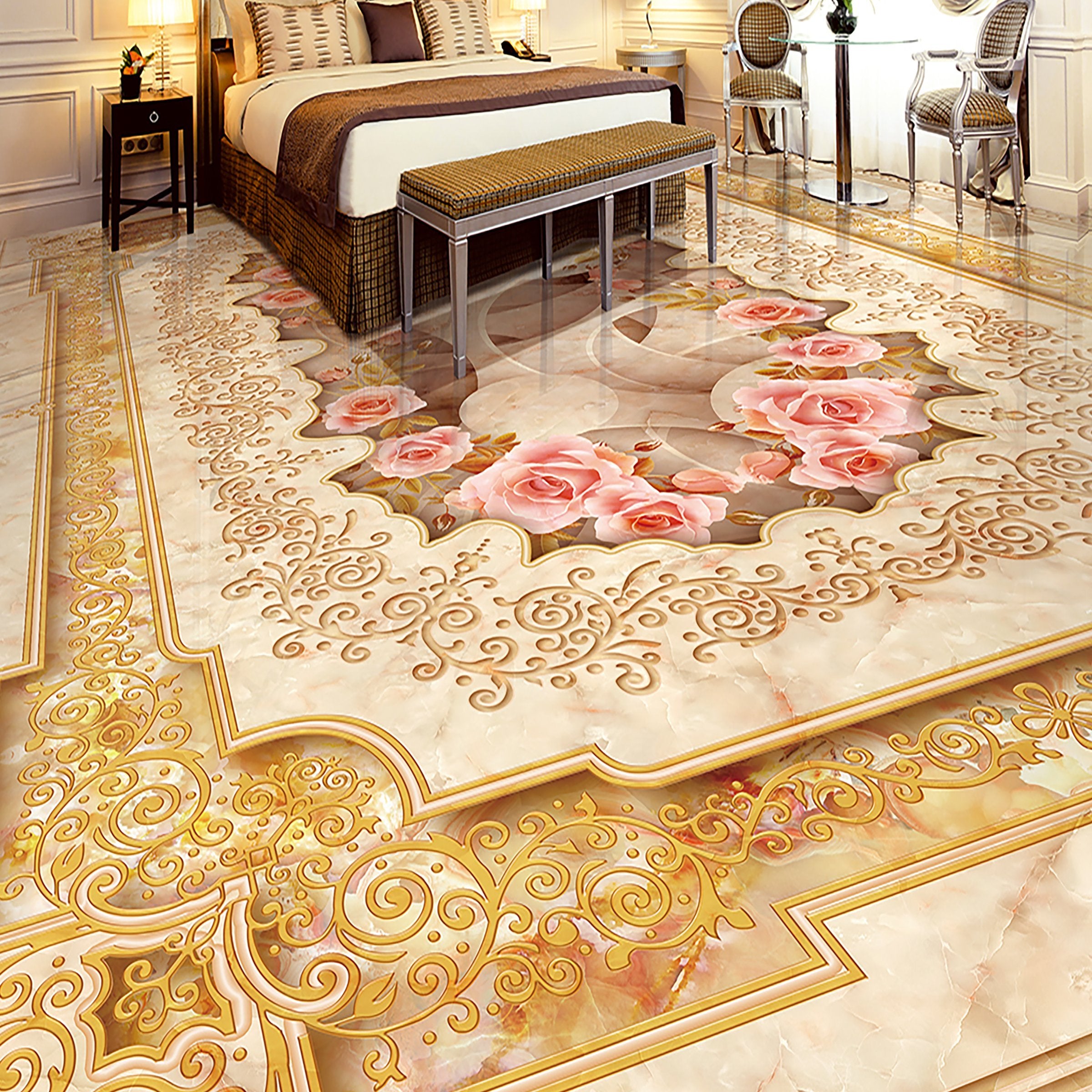 3D Pink Flowers WG036 Floor Mural Wallpaper AJ Wallpaper 2
