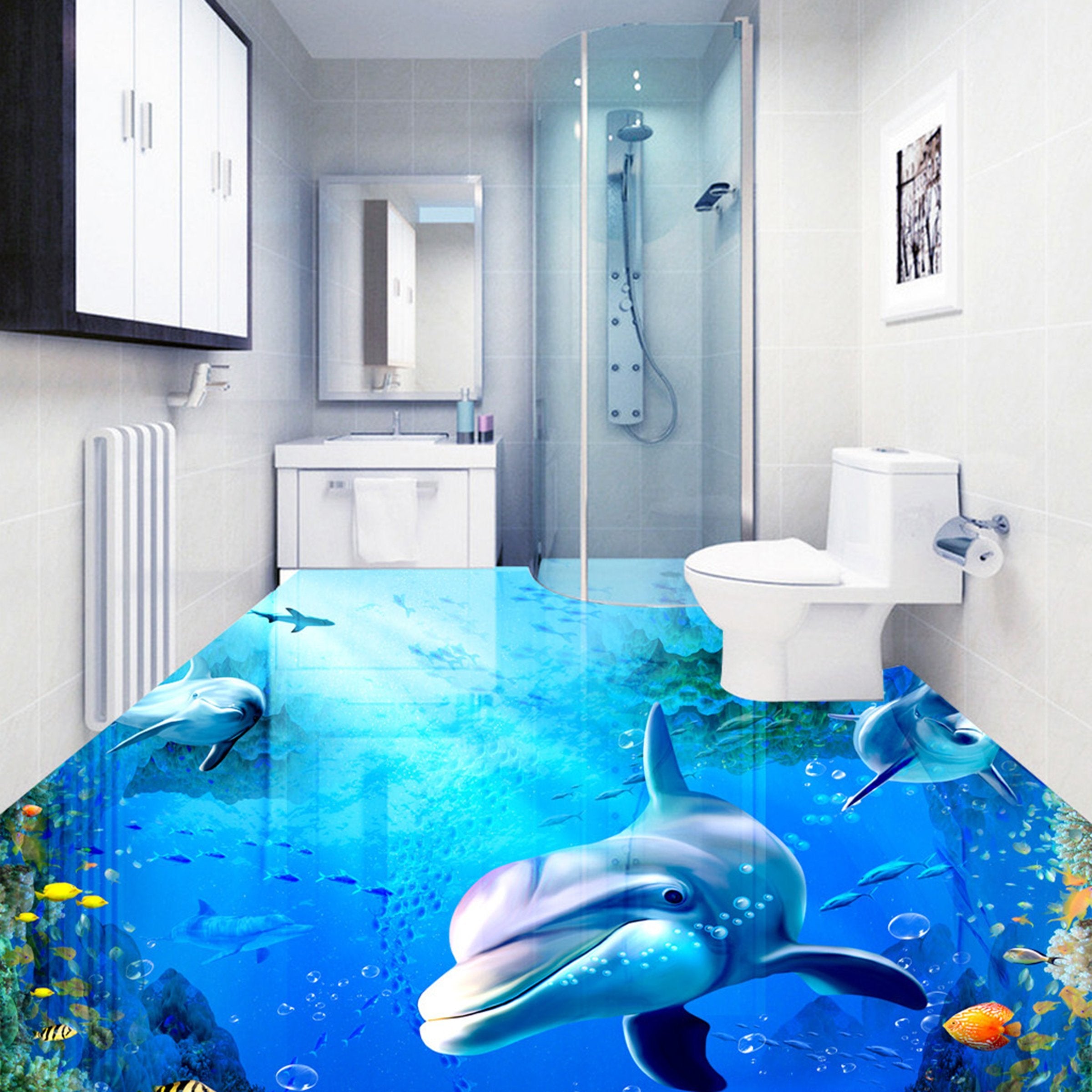 3D Deep Sea Shark WG619 Floor Mural Wallpaper AJ Wallpaper 2