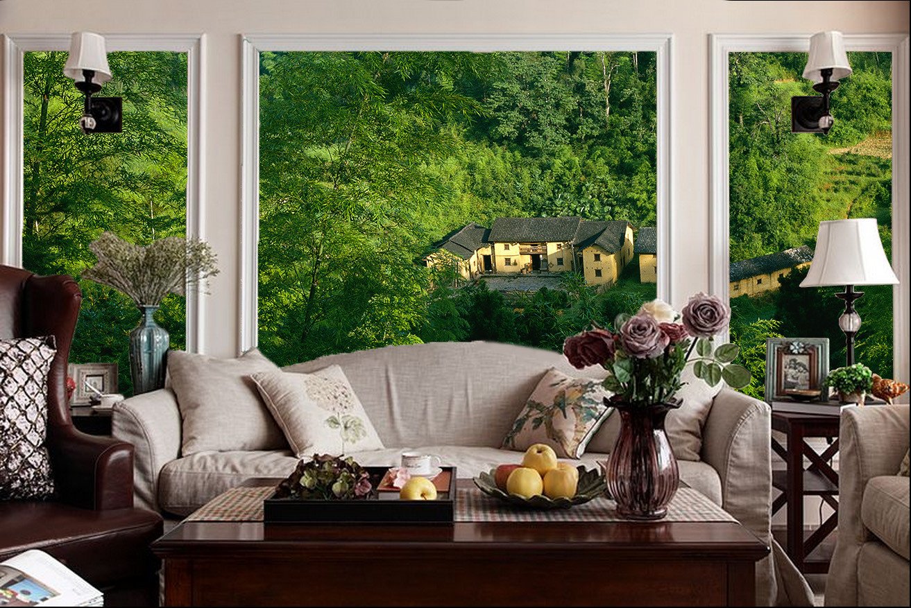 Green Mountains Houses Wallpaper AJ Wallpaper