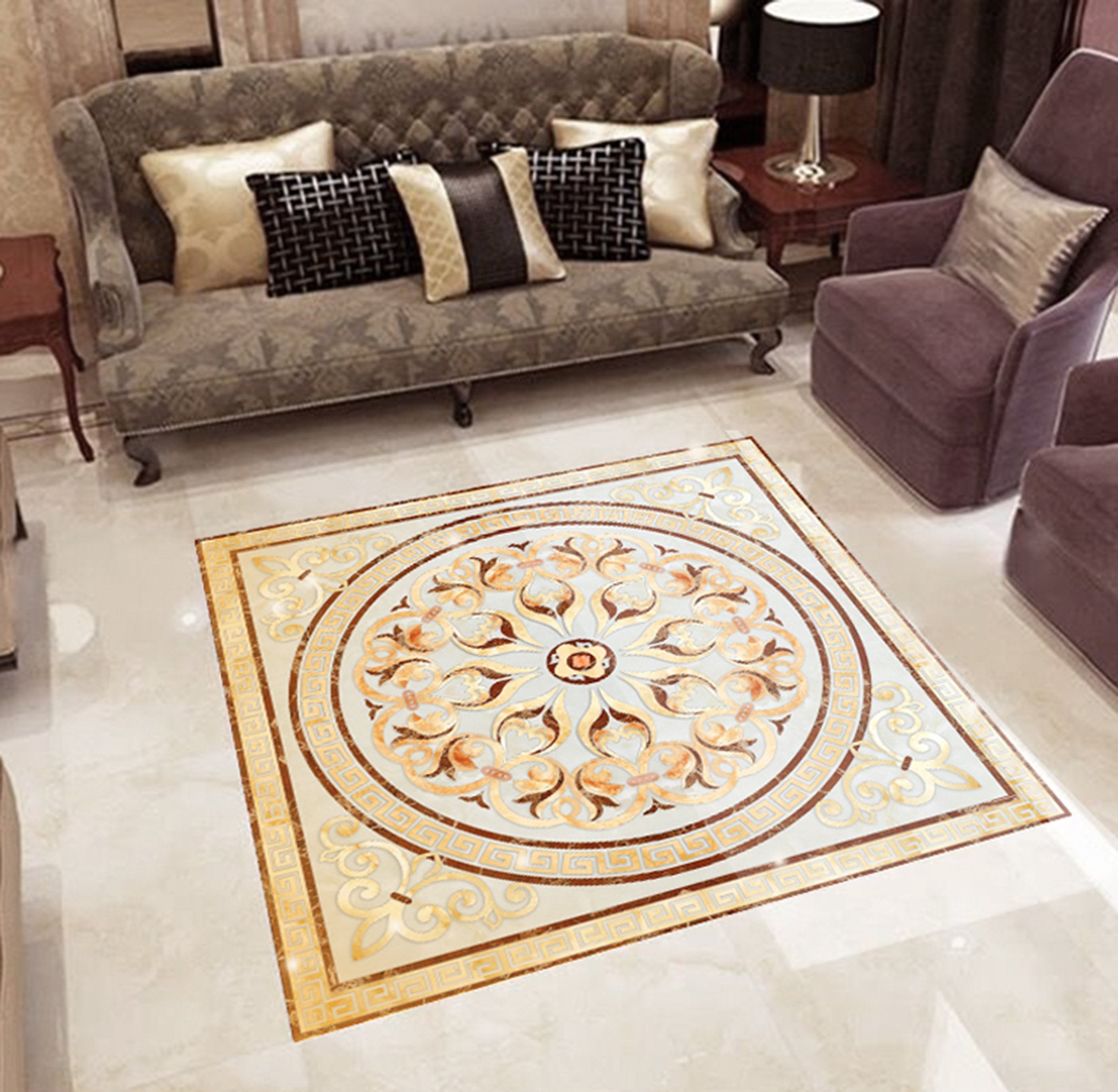 3D Round Yellow Pattern WG373 Floor Mural Wallpaper AJ Wallpaper 2