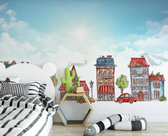 3D Red Building WG975 Wall Murals